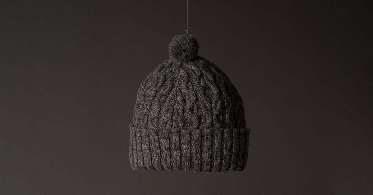 Ruudukkopipo, 100 % Baby Alpaca – harmaa/oranssi