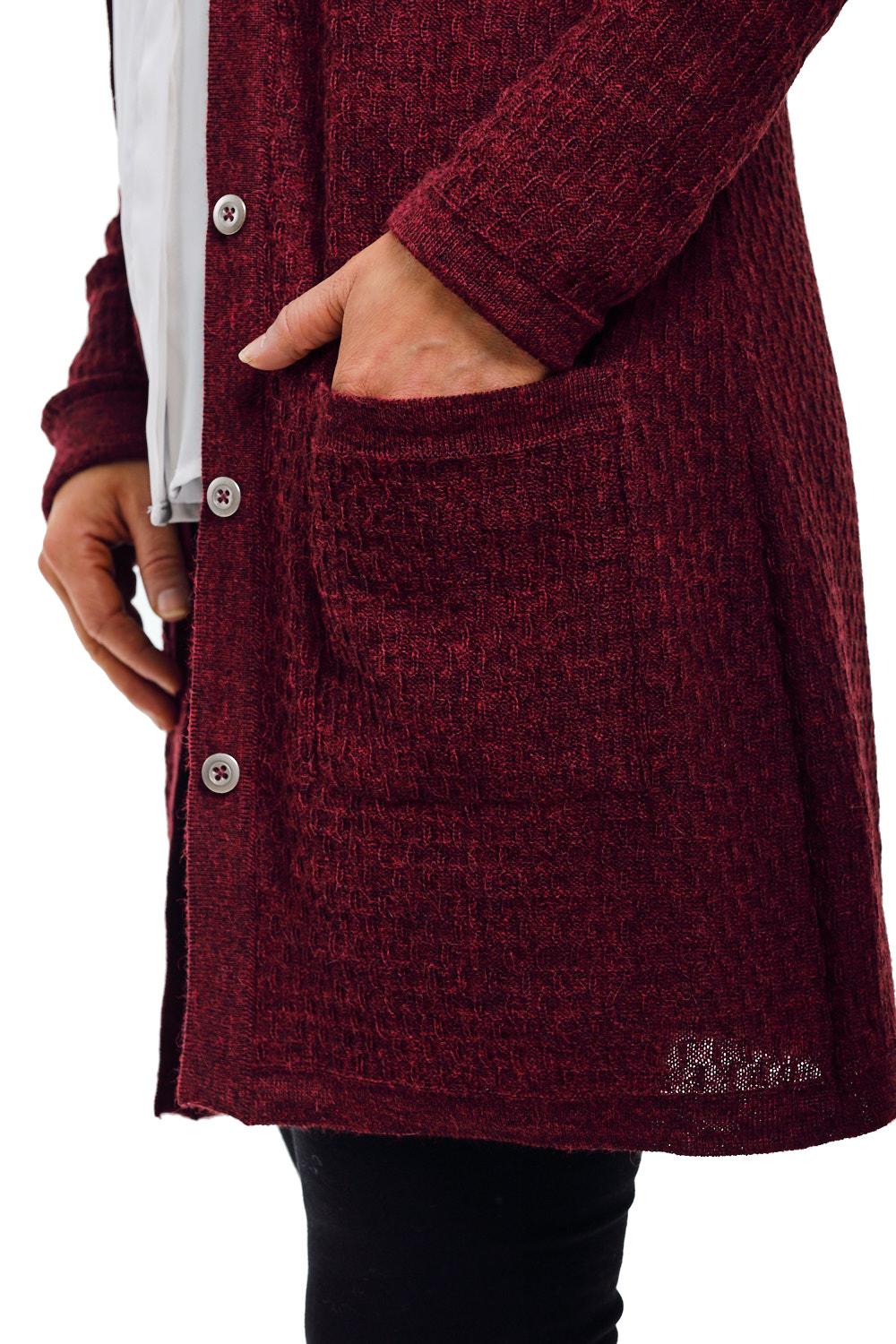 Drizzle-neuletakki, Burgundi, XL, 2 LK, #7220