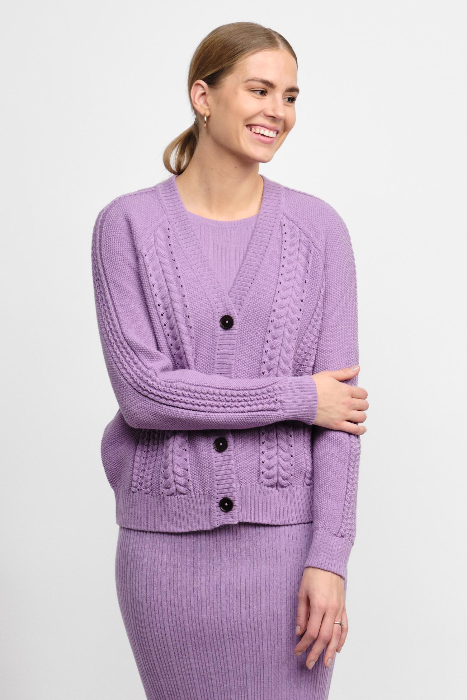 Plait-neuletakki, Lila, XS, 1 LK, #7158