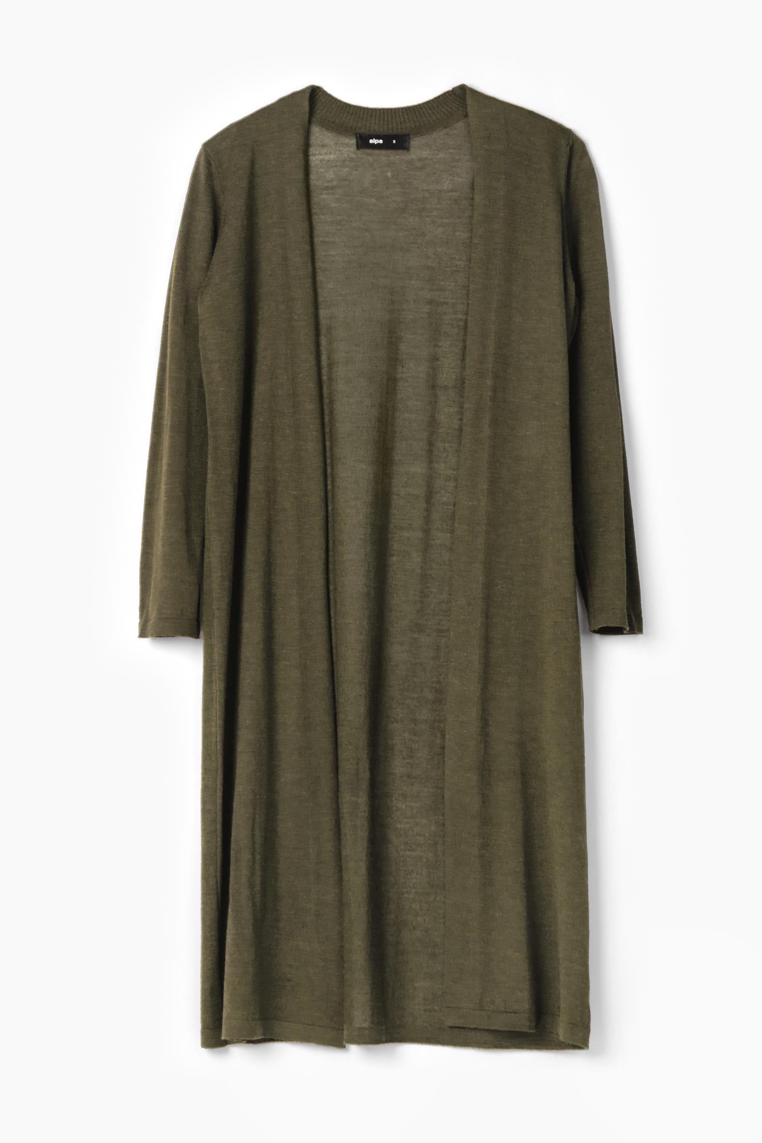 Swan- ohut neuletakki, tumma oliivi