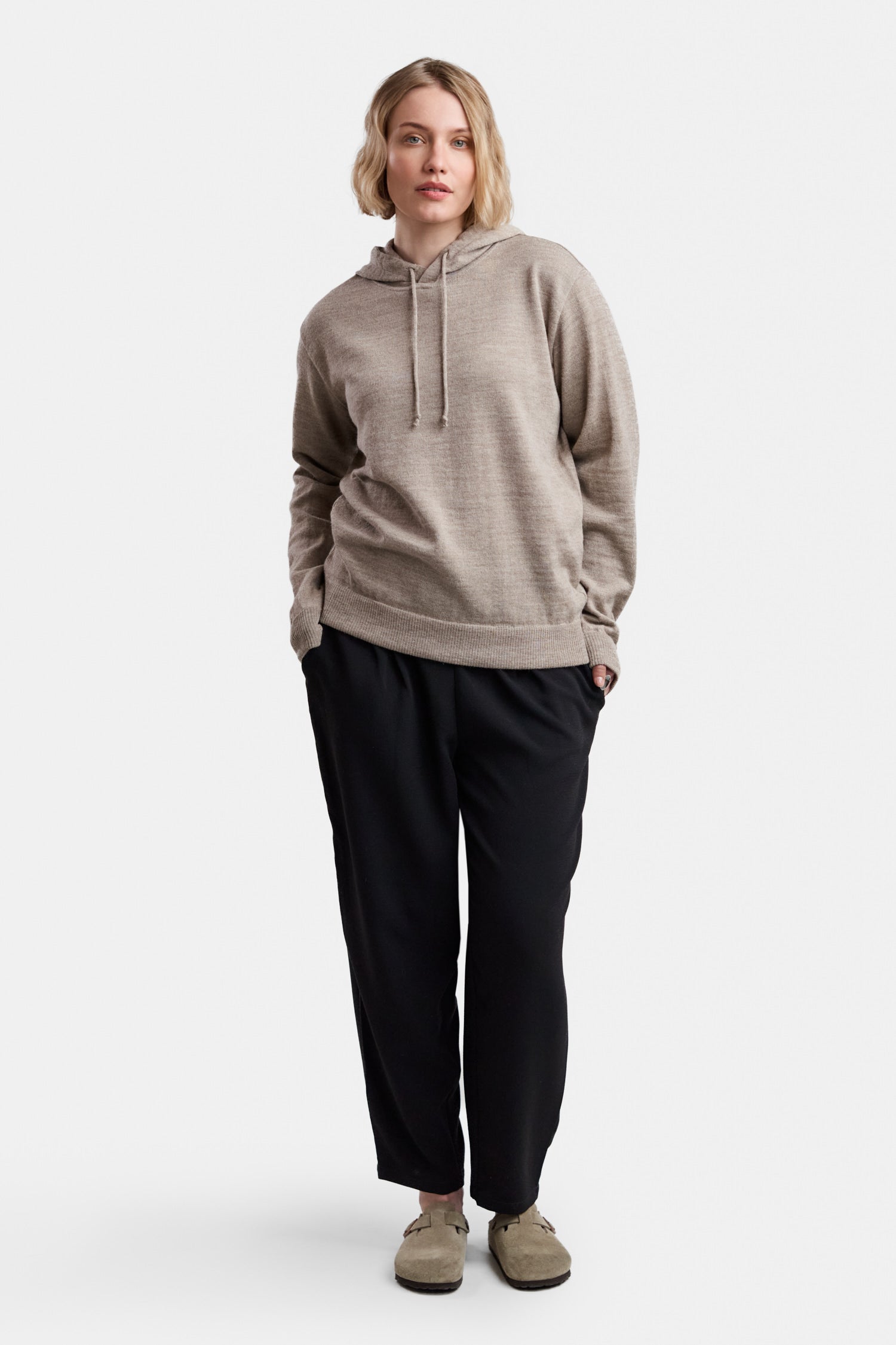 Hoodie-neulehuppari, greige