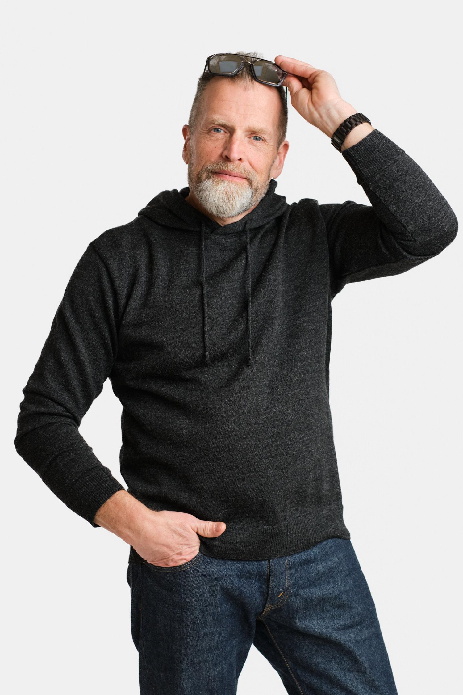Hoodie-alpakkahuppari, hiilenharmaa