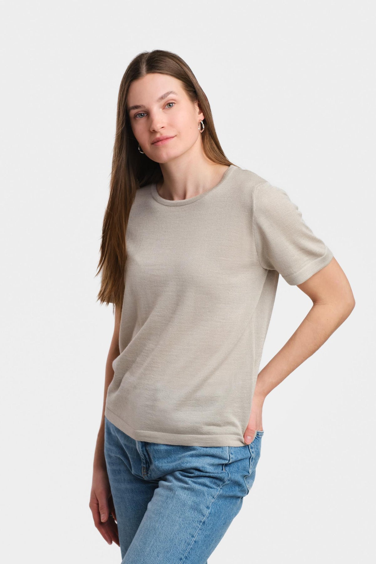 Simple-t-paita, Viileä beige, L, 1 LK, #7681