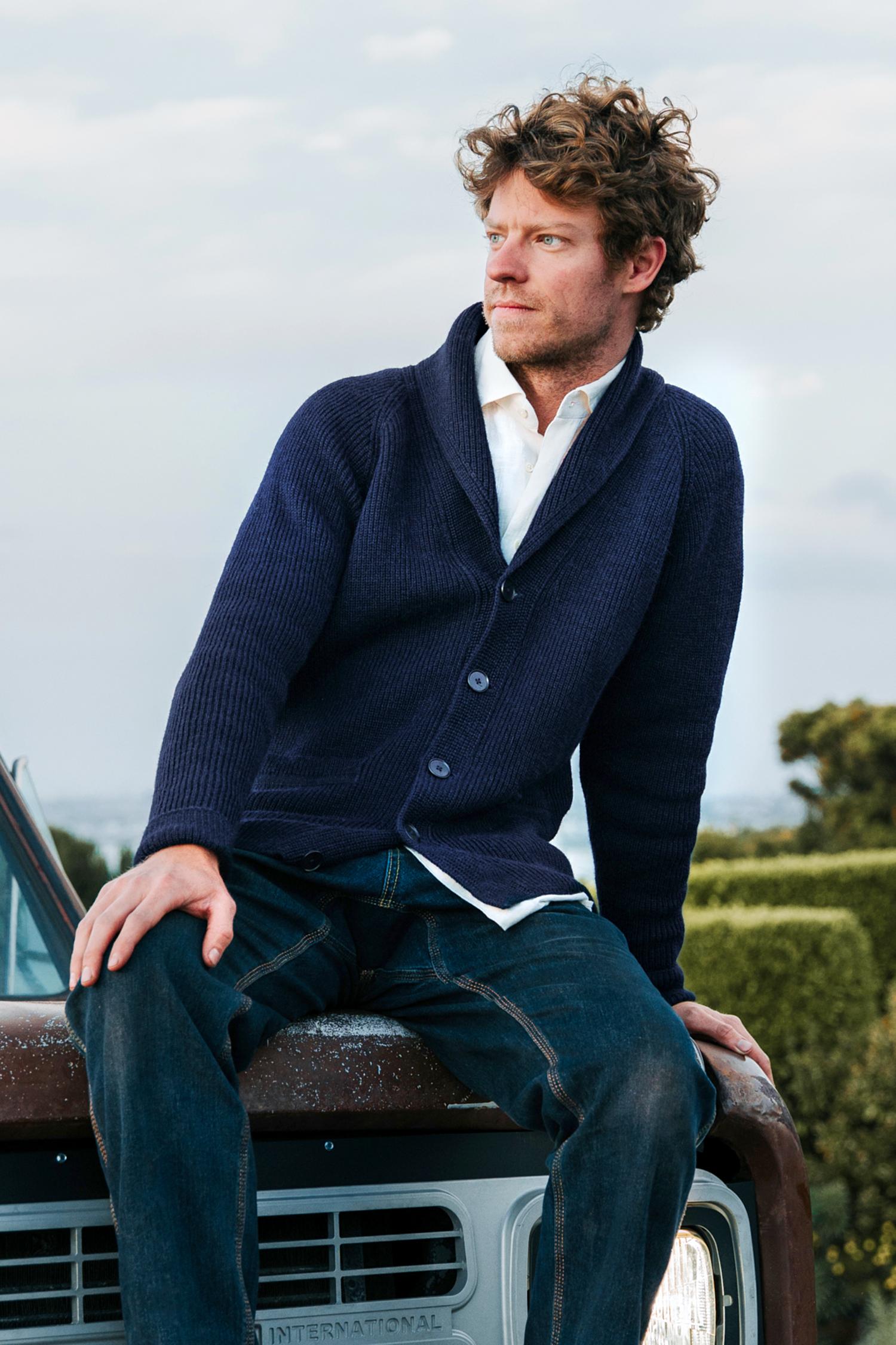 Shawl Collar-shaalineule, navy