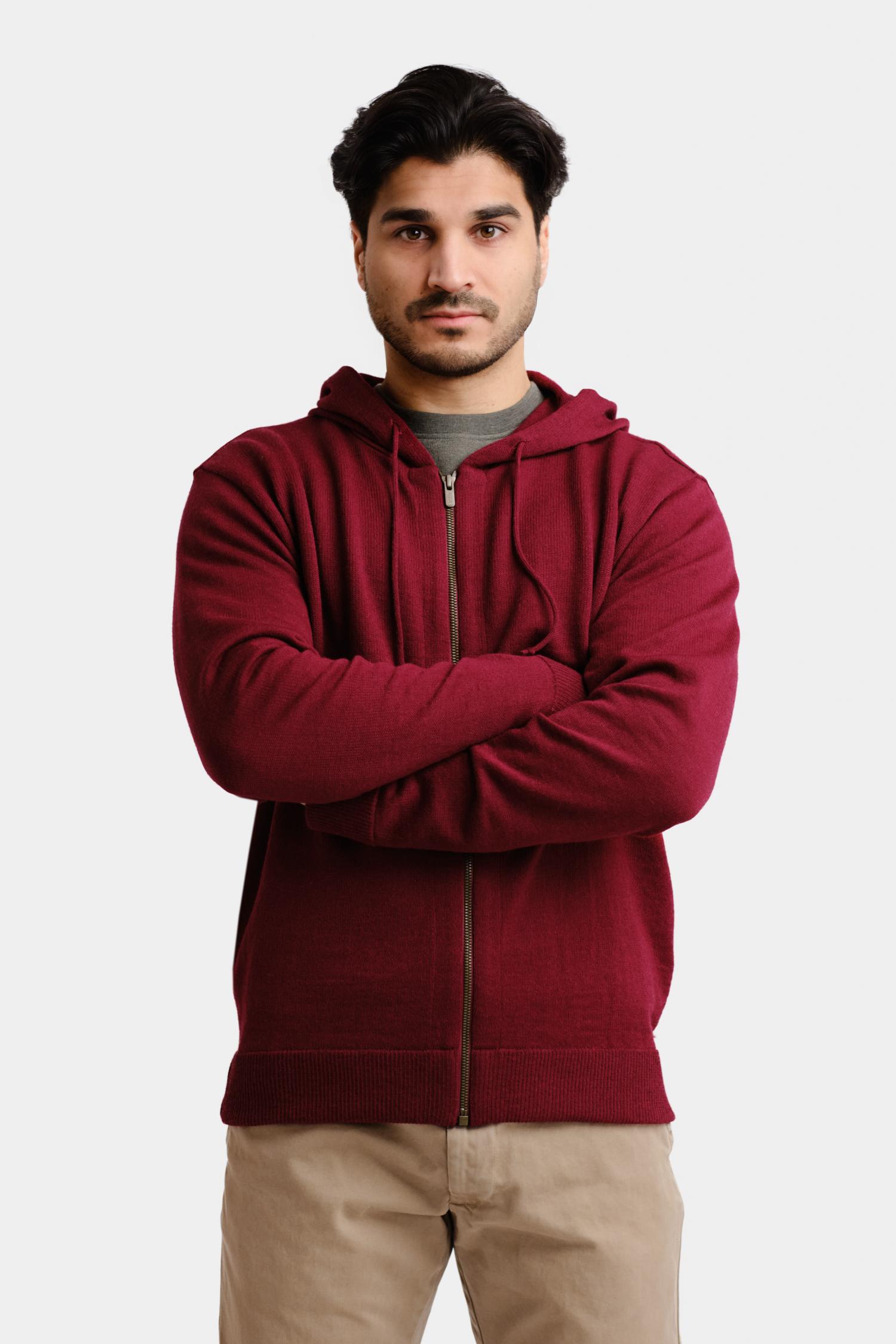 Hoodie Zip alpakkahuppari, karpalo