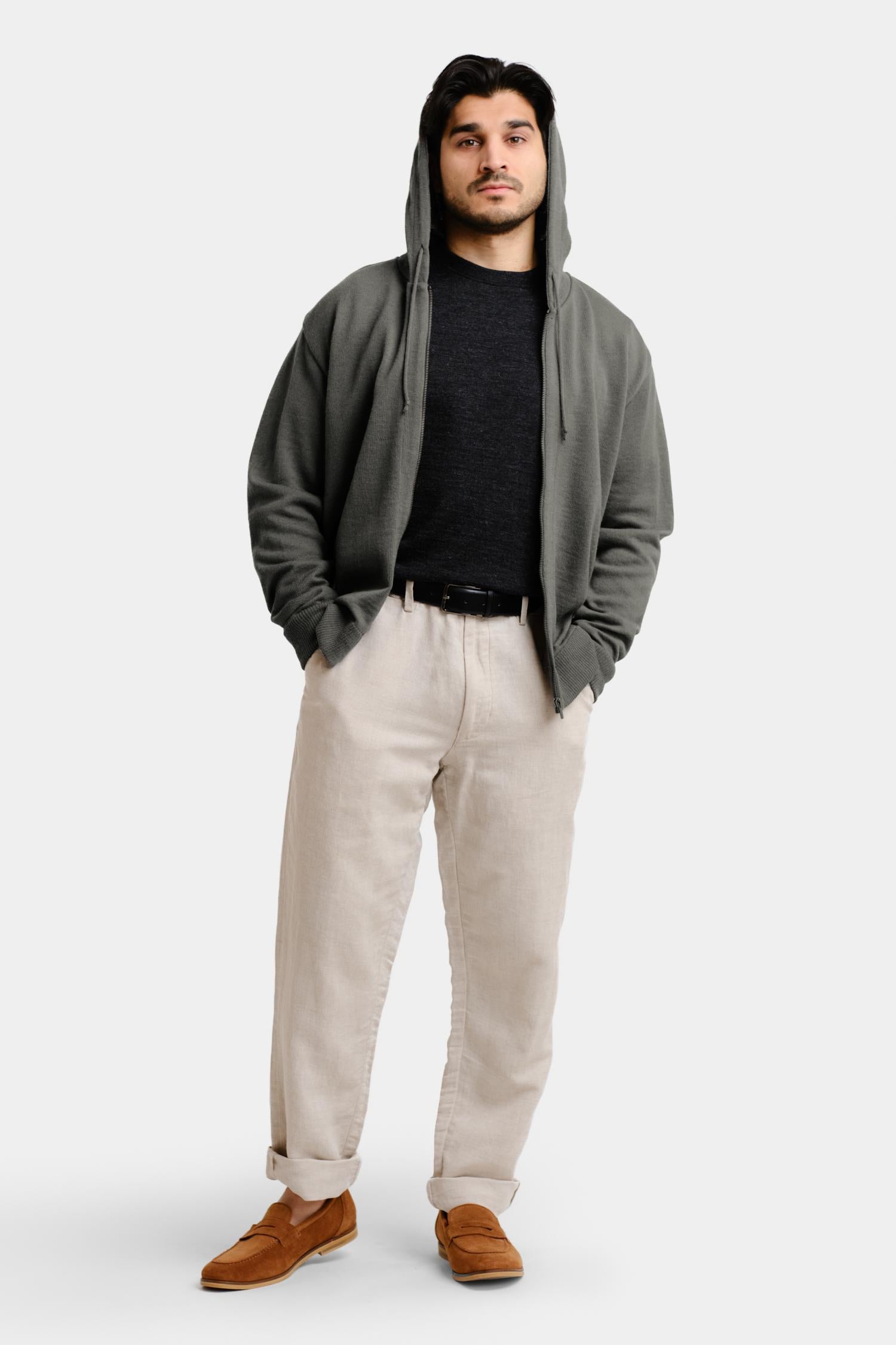 Hoodie Zip alpakkahuppari, sypressi