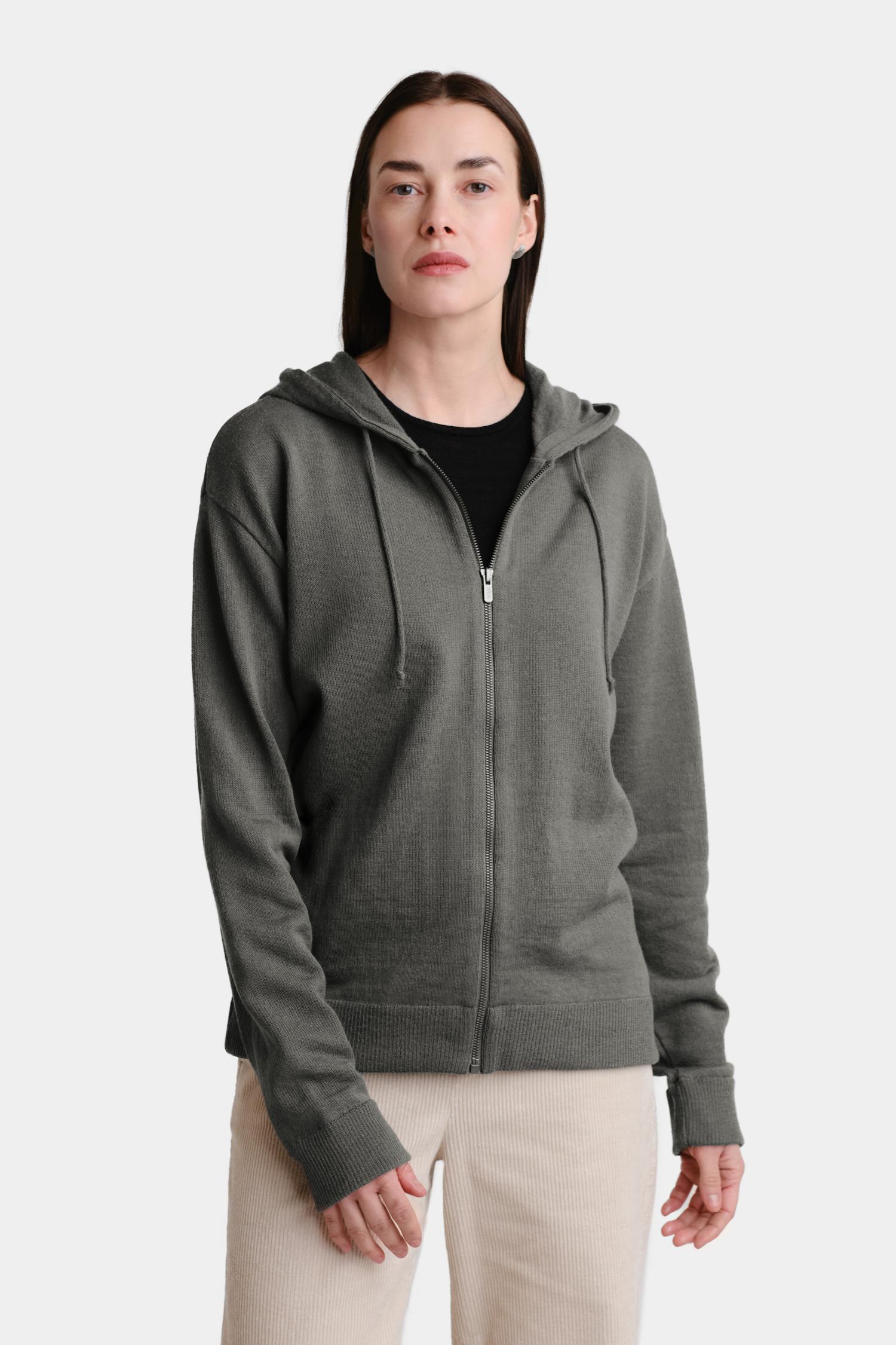Hoodie Zip neulehuppari, sypressi