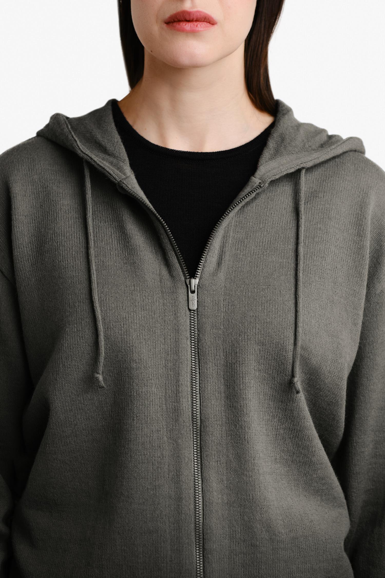 Hoodie Zip neulehuppari, sypressi