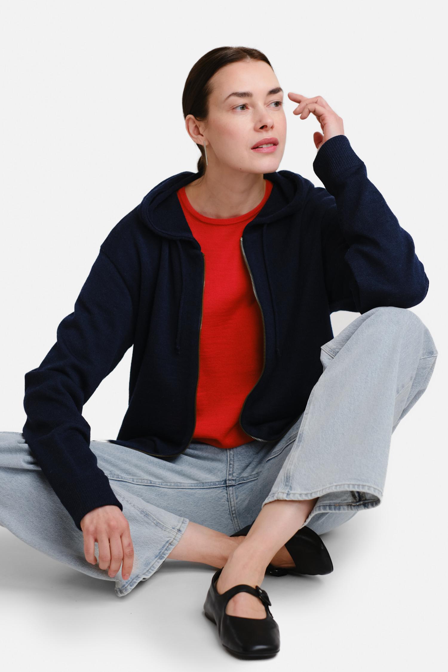 Hoodie Zip neulehuppari, navy