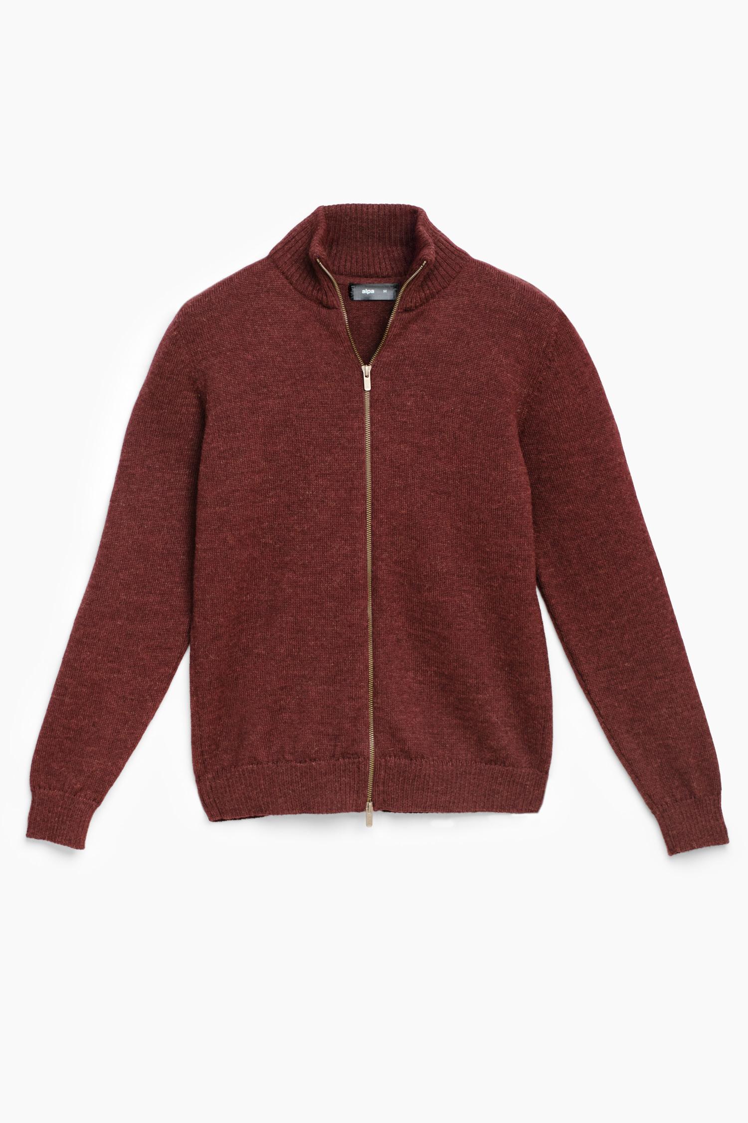 Zipper-neuletakki, Bordeaux, M, 1 LK, #7022