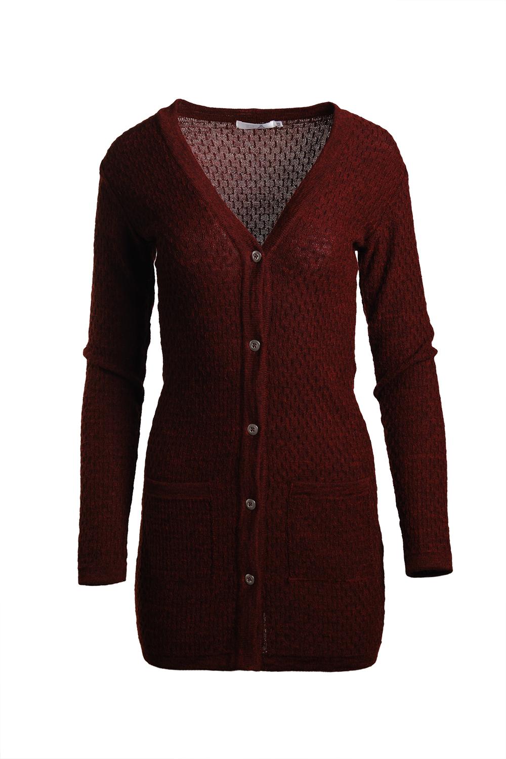 Drizzle-neuletakki, Burgundi, XL, 2 LK, #7220