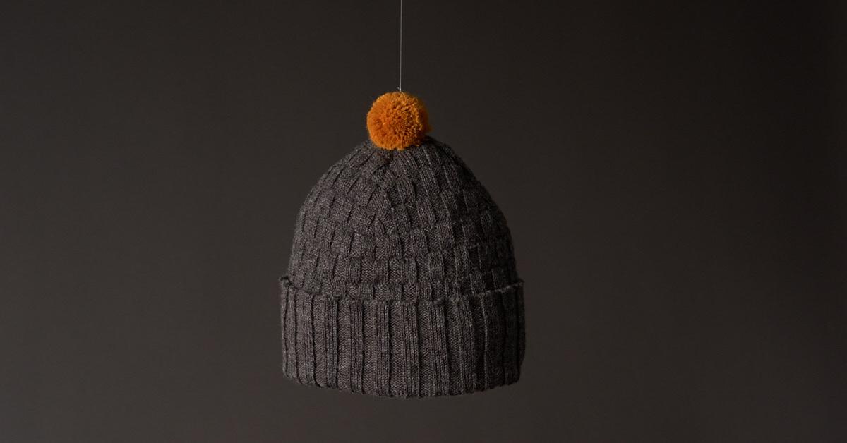 Ruudukkopipo, 100% Baby Alpaca, harmaa/oranssi