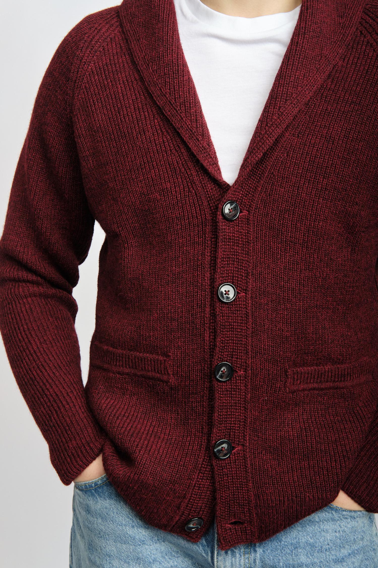 Shawl Collar-shaalineule, Burgundi, M, 2 LK, #6553