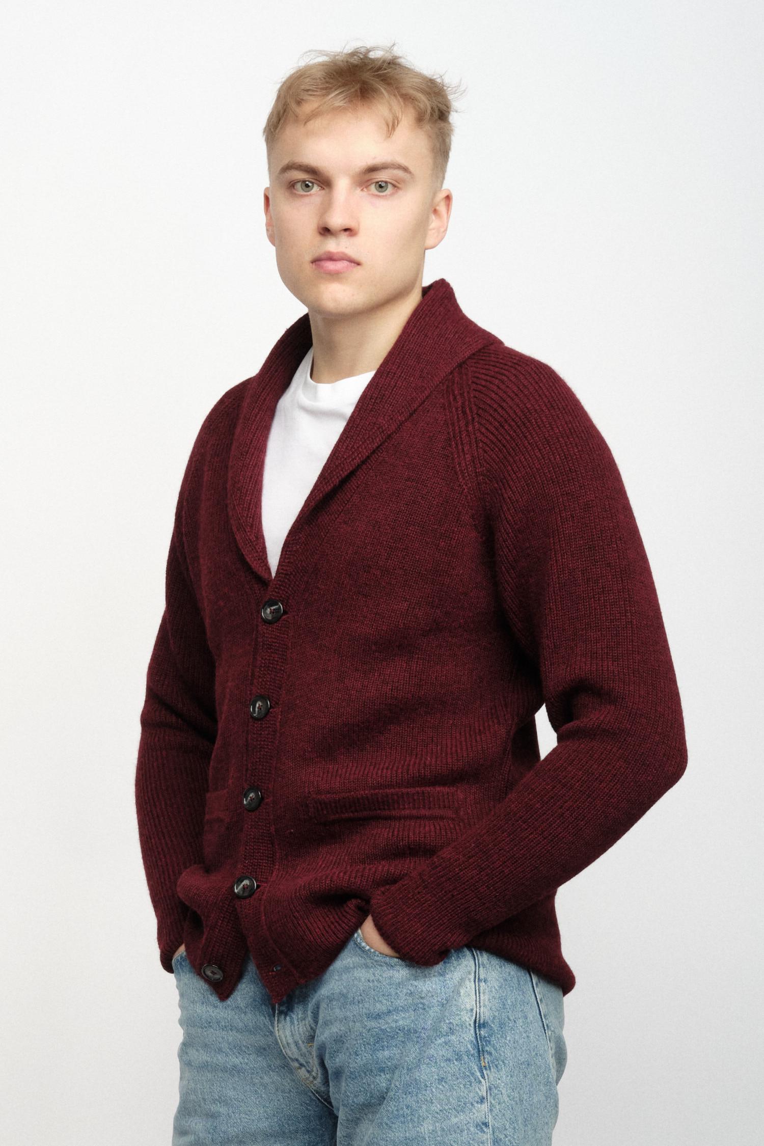Shawl Collar-shaalineule, Burgundi, M, 2 LK, #6553