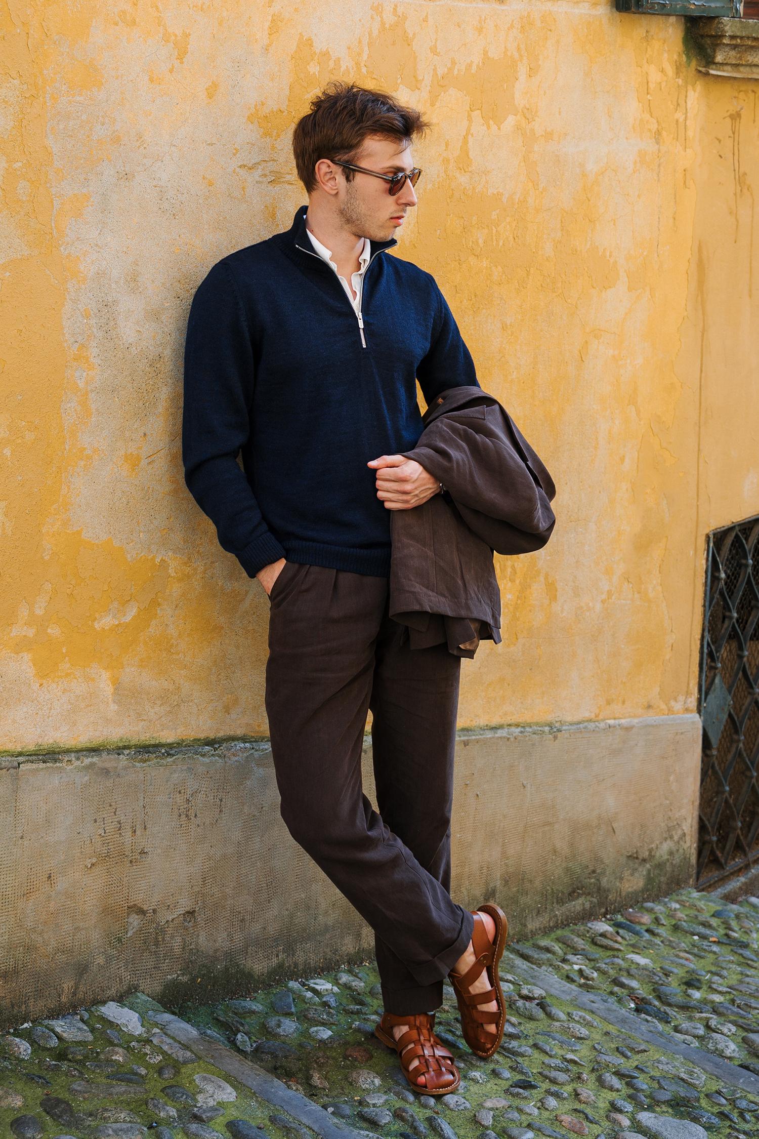 Half Zip-neulepusero, navy