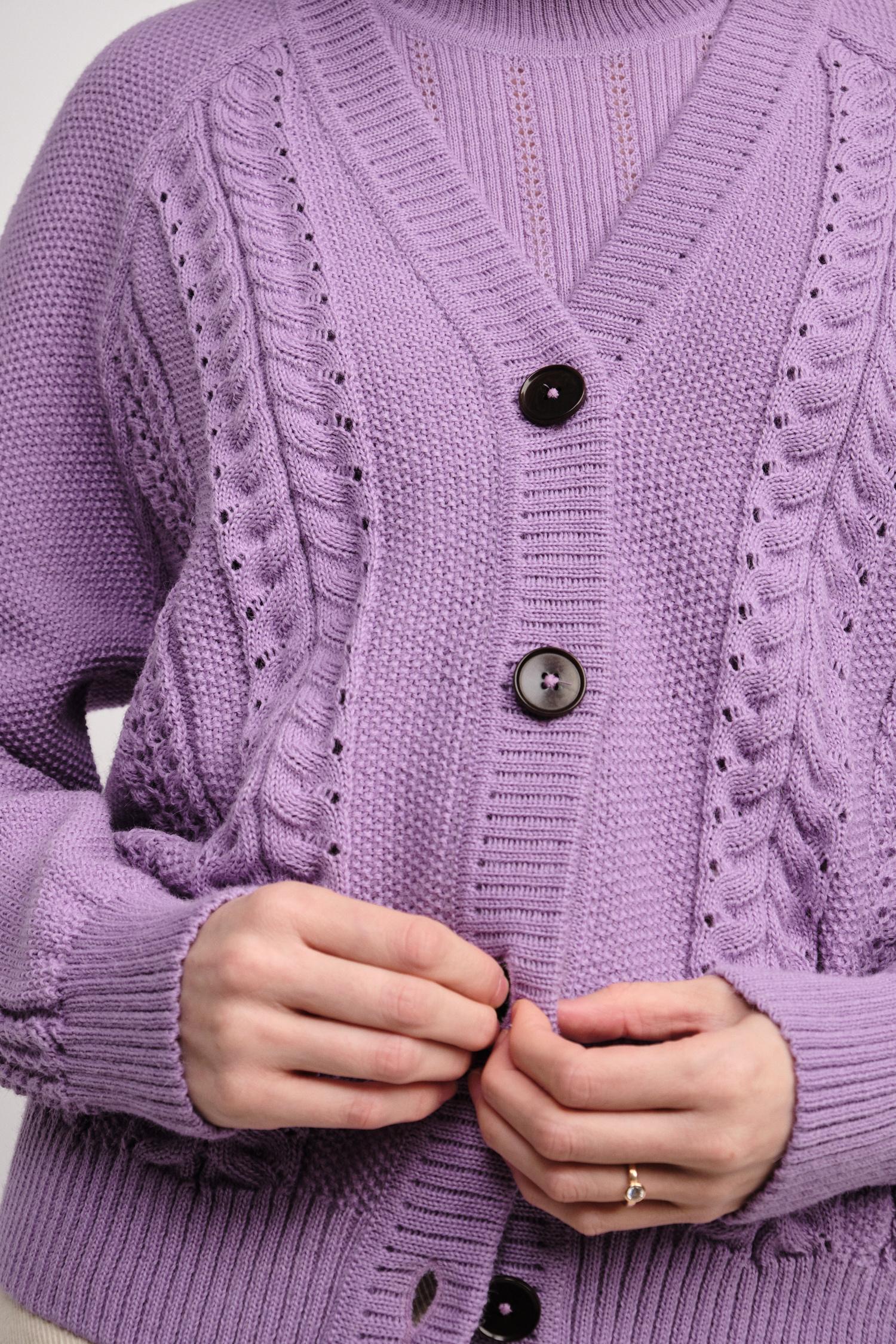 Plait-neuletakki, Lila, XS, 1 LK, #7158