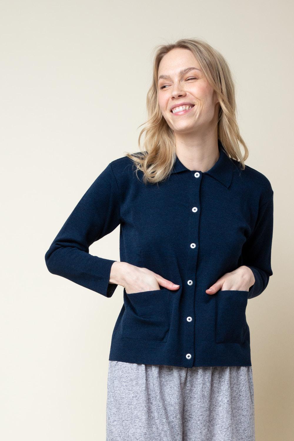 Block-neulepaita, Navy, M/L, 1 LK, #7631