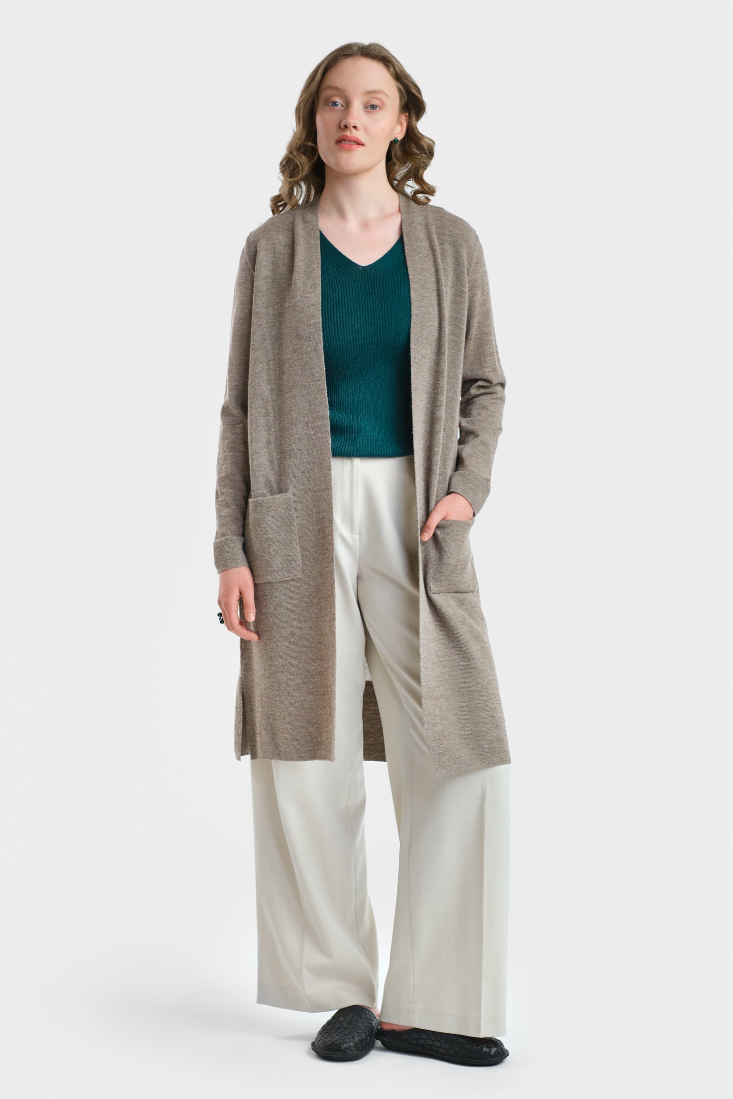 Joy-neuletakki, Tumma greige, S, 2 LK, #7508