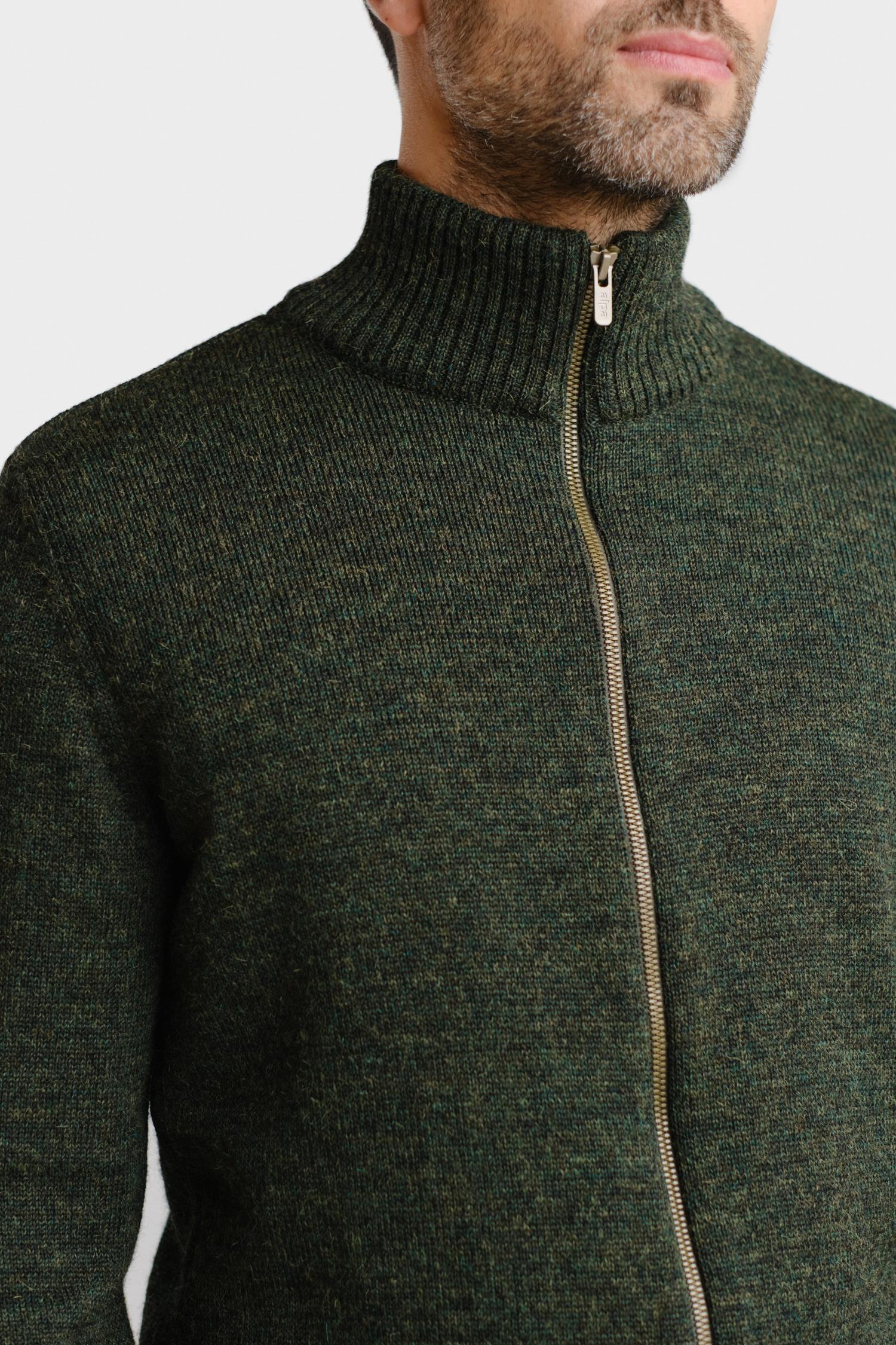 Zipper-neuletakki, metsänvihreä