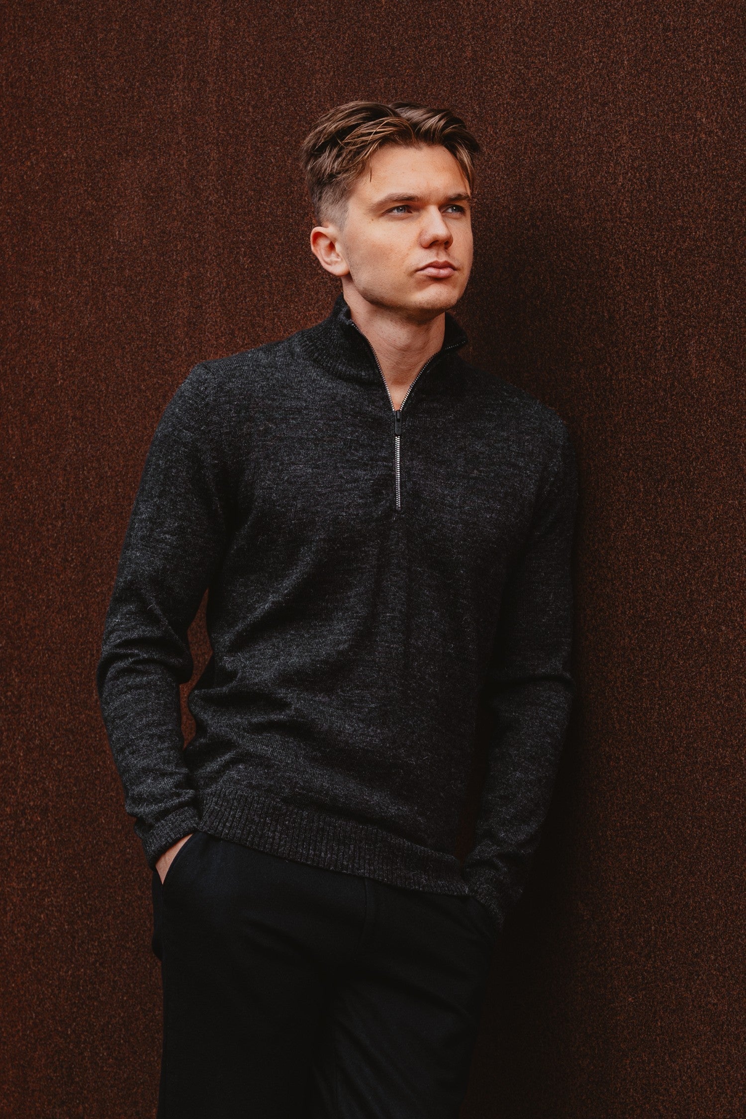 Half Zip-neulepusero, Hiilenharmaa, XXL, 1 LK, #7297