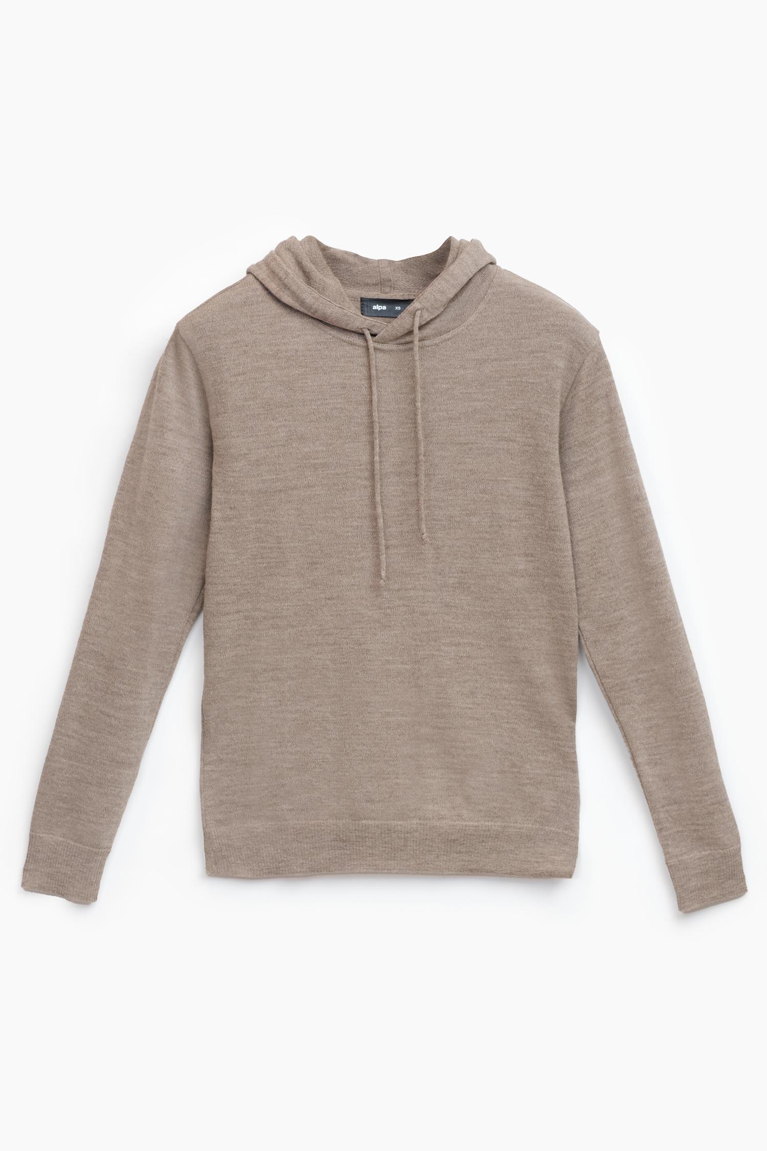 Hoodie-neulehuppari, tumma greige