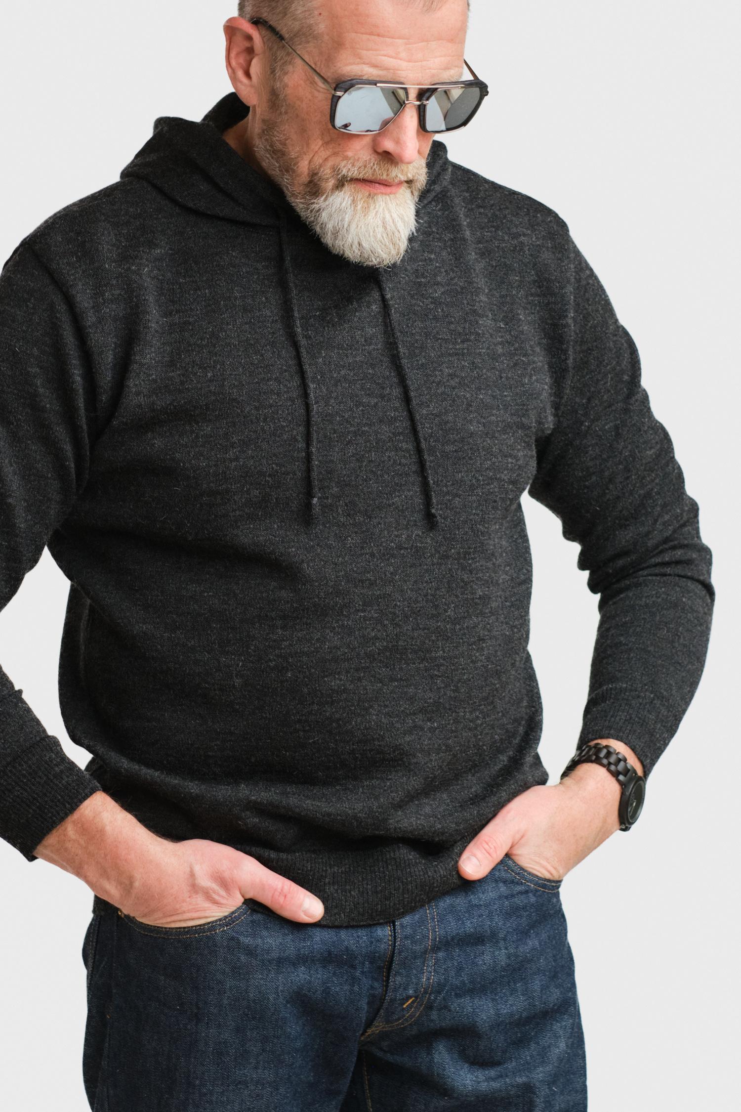 Hoodie-alpakkahuppari, hiilenharmaa