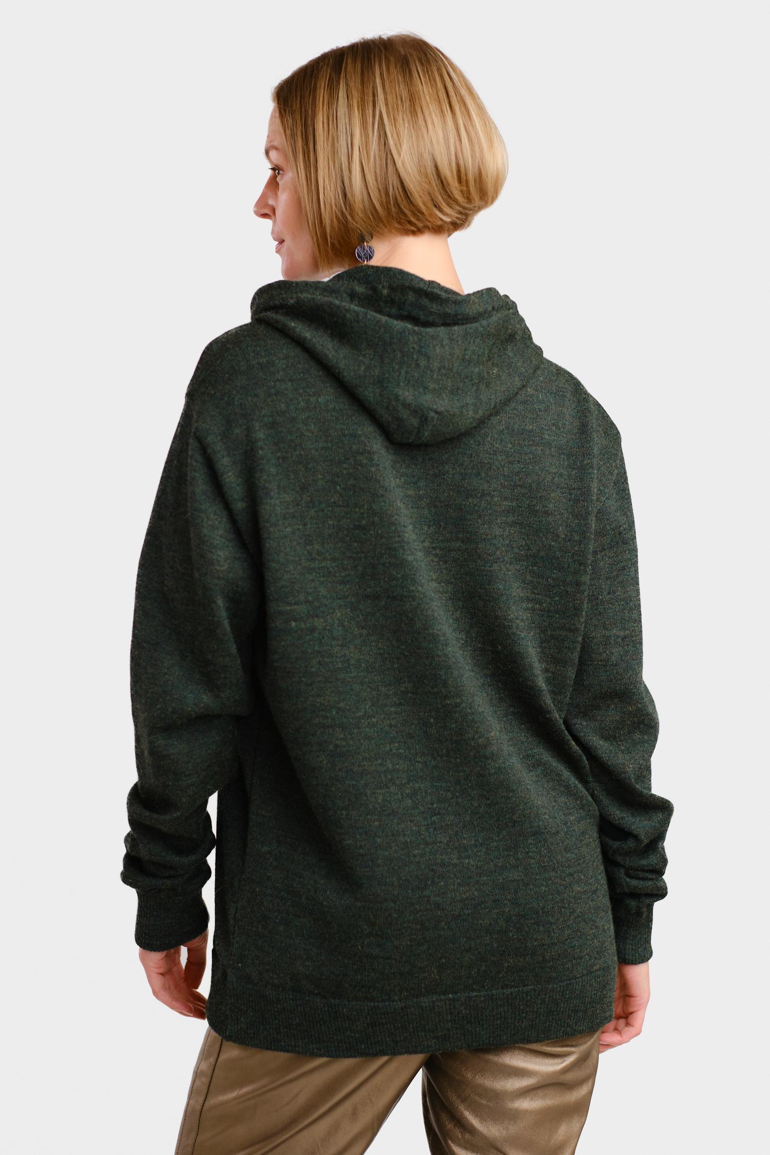 Hoodie-neulehuppari, metsänvihreä