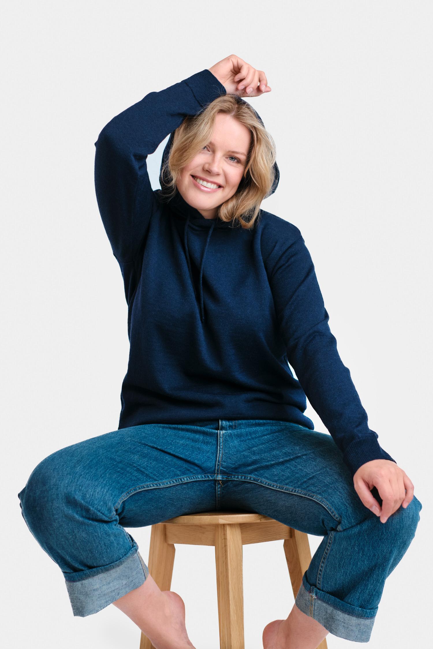 Hoodie-neulehuppari, Navy, S, 1 LK, #6906
