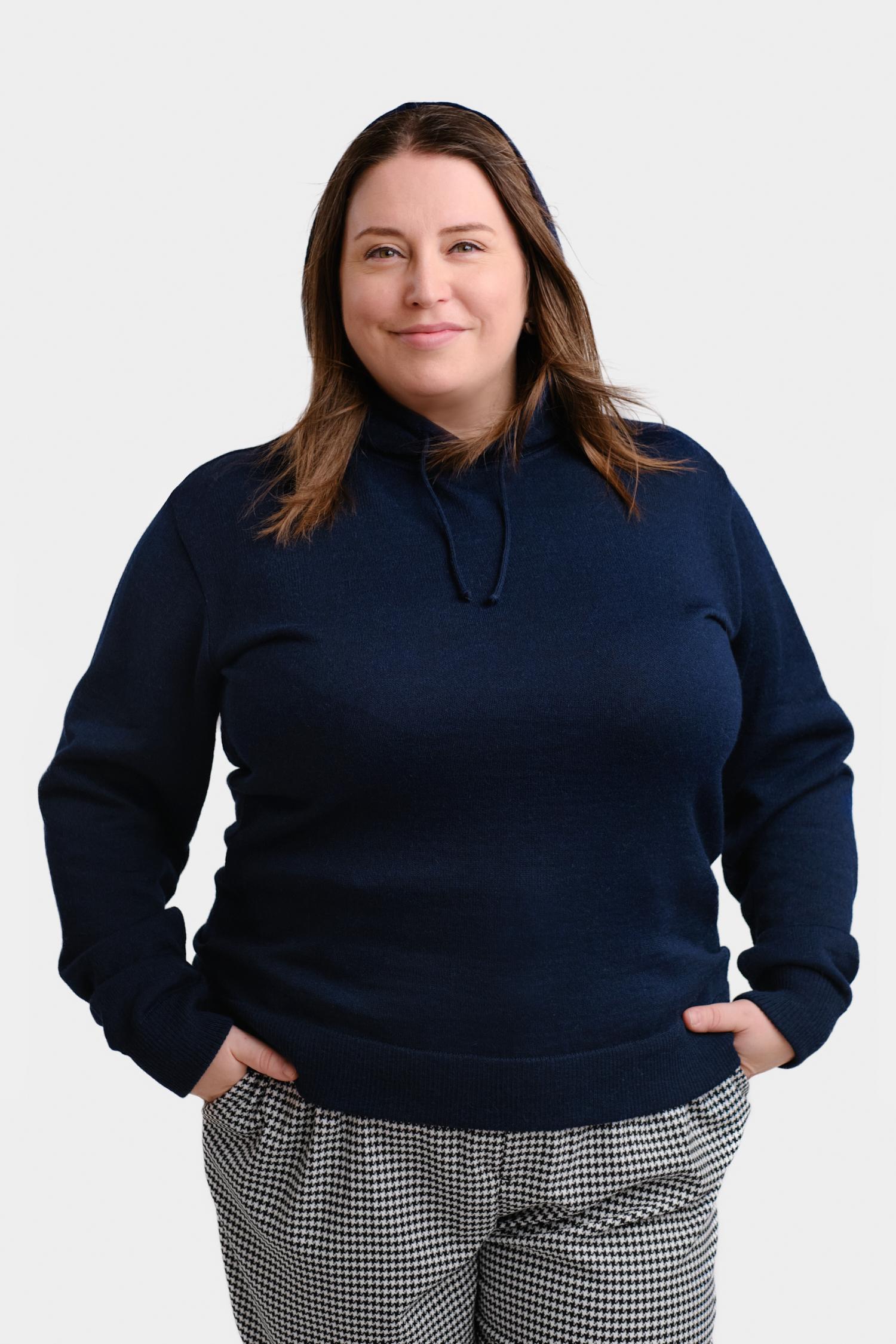 Hoodie-neulehuppari, Navy, S, 2 LK, #7470