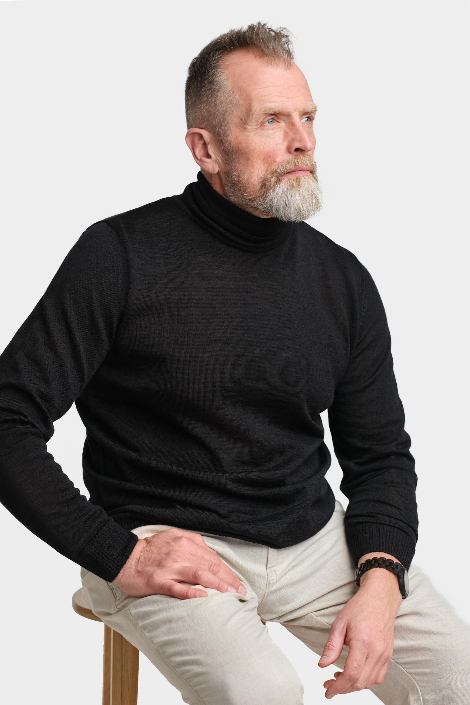 Roll neck-pooloneule, Musta, L, 2 LK, #7533