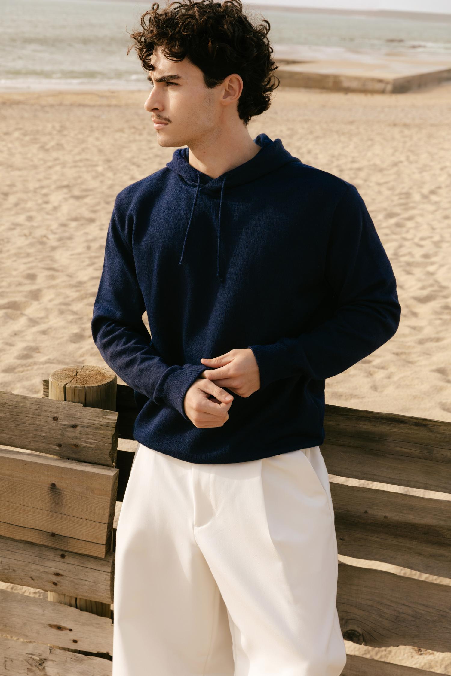 Hoodie-alpakkahuppari, navy
