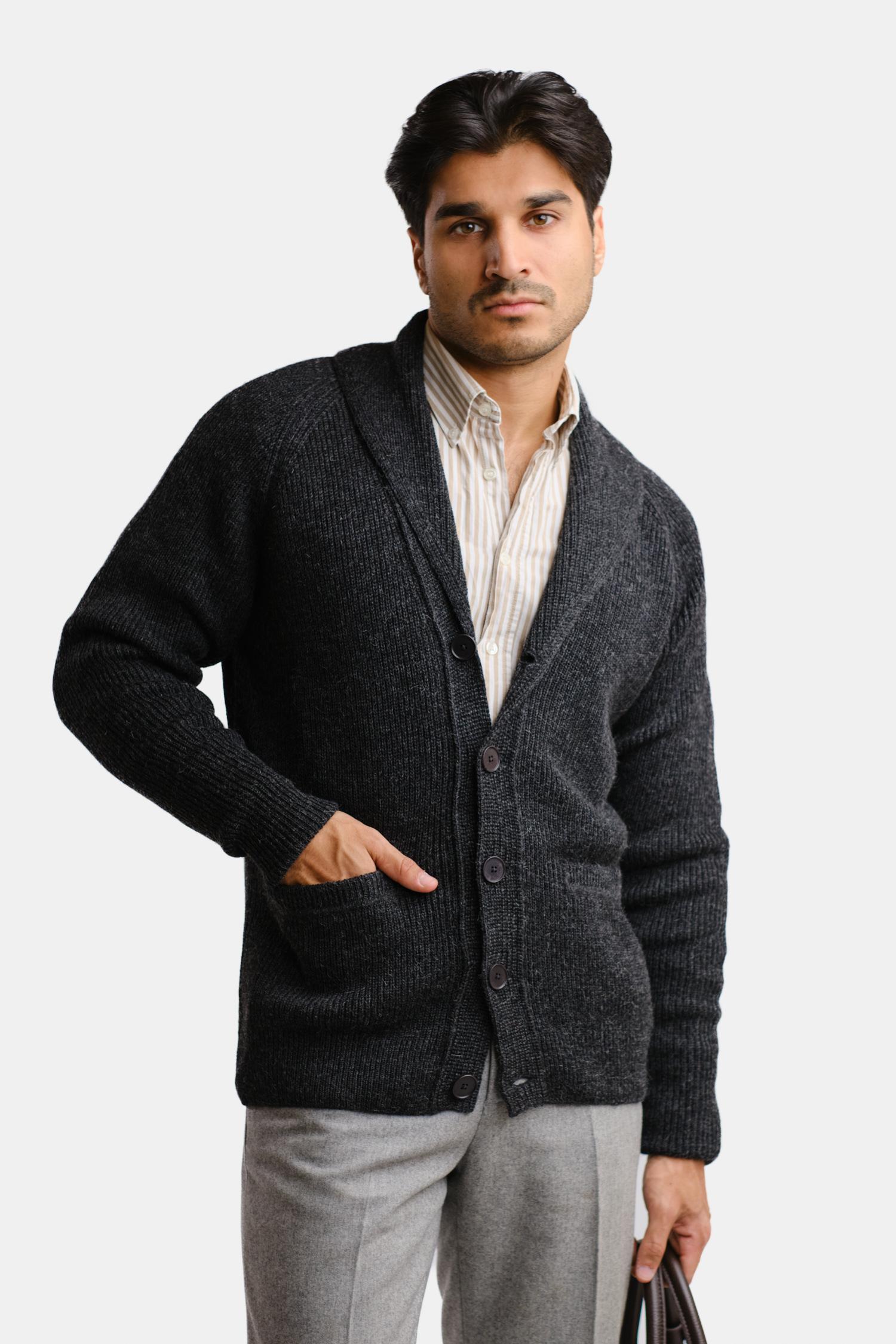 Shawl Collar-shaalineule, hiilenharmaa