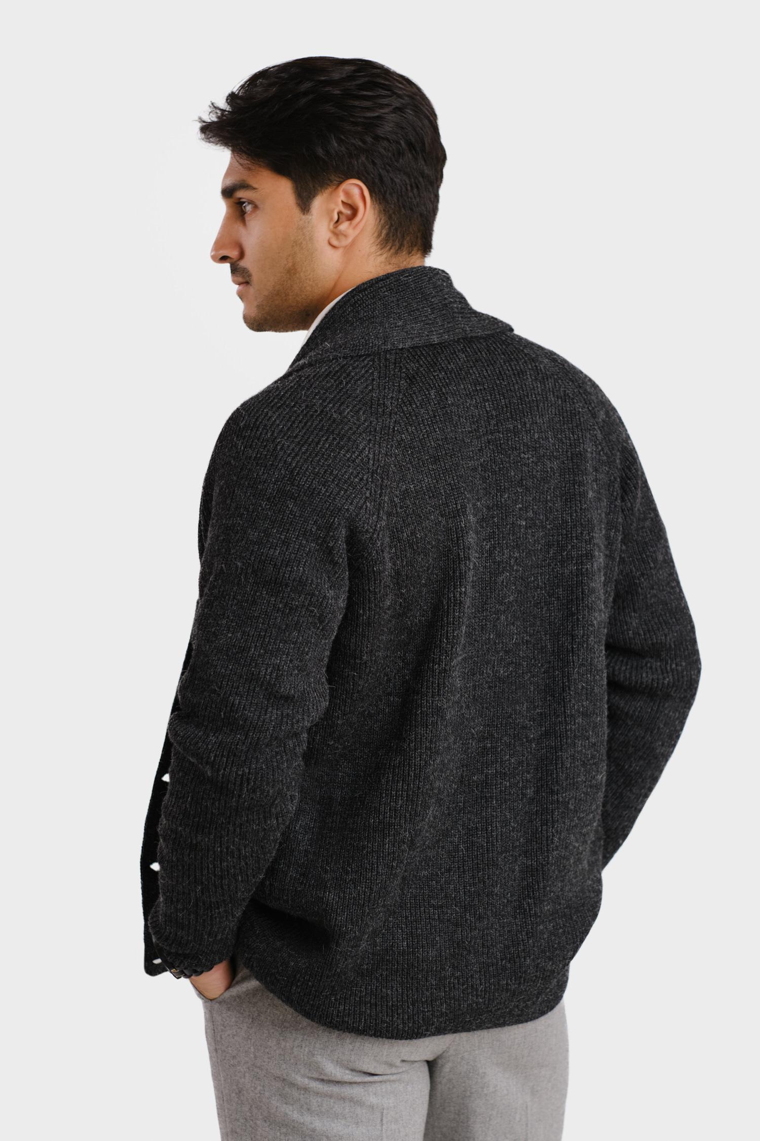 Shawl Collar-shaalineule, Hiilenharmaa, XXL, 1 LK, #7113