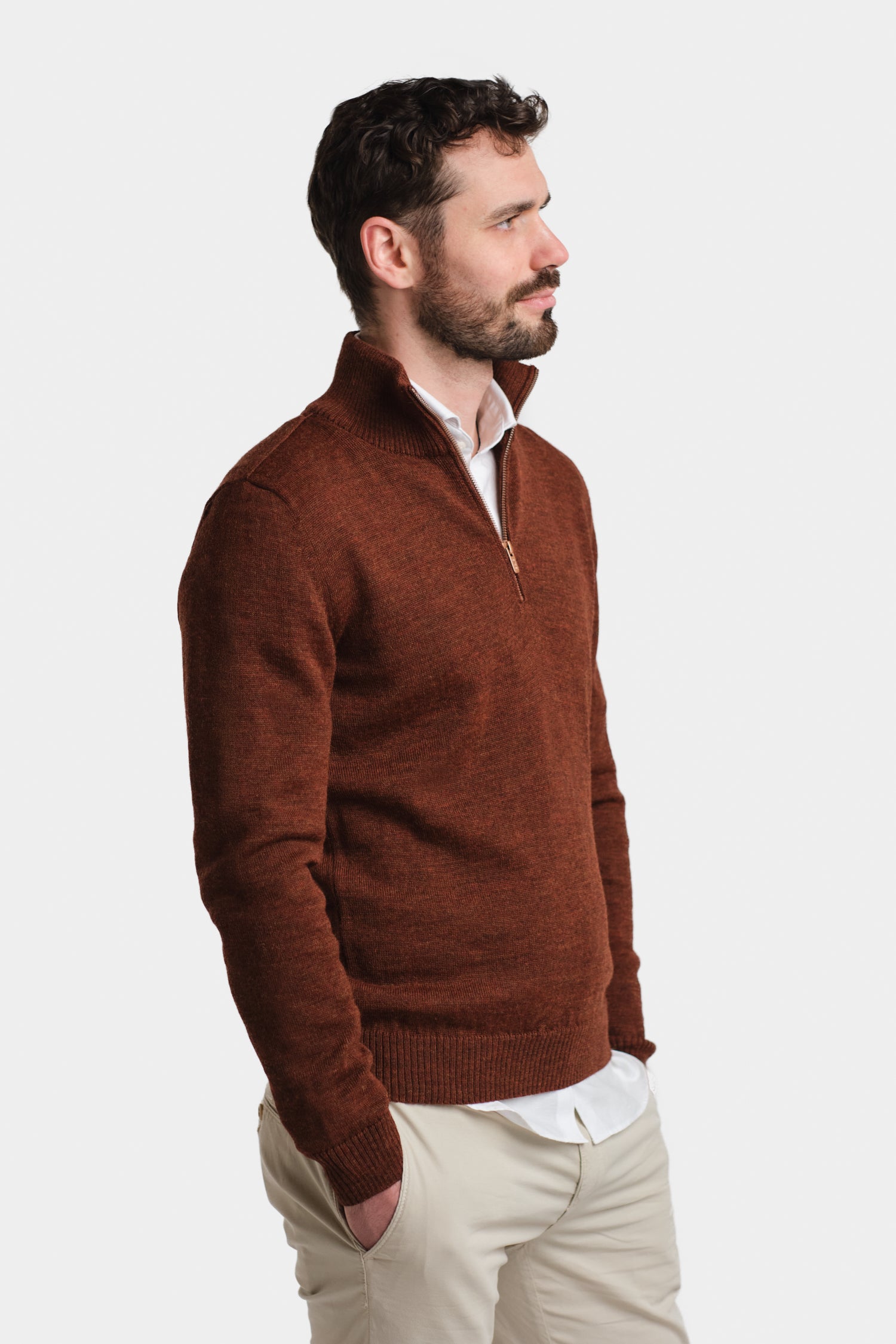 Half Zip -neulepusero, mahonki