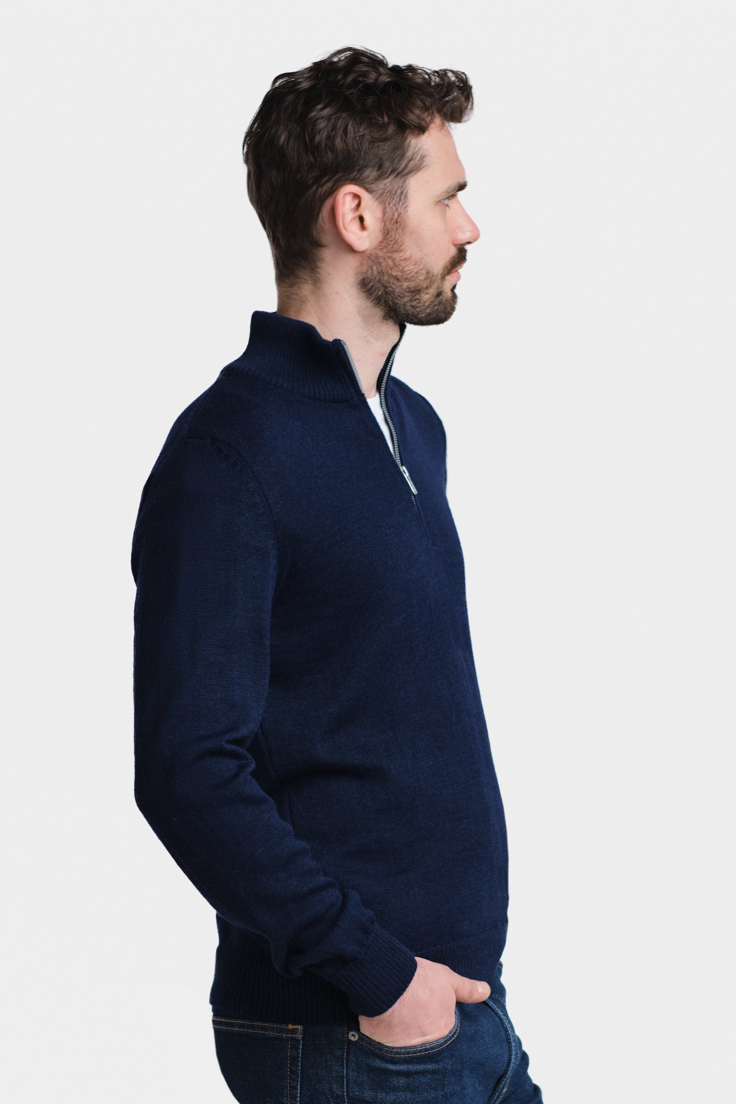 Half Zip-neulepusero, navy