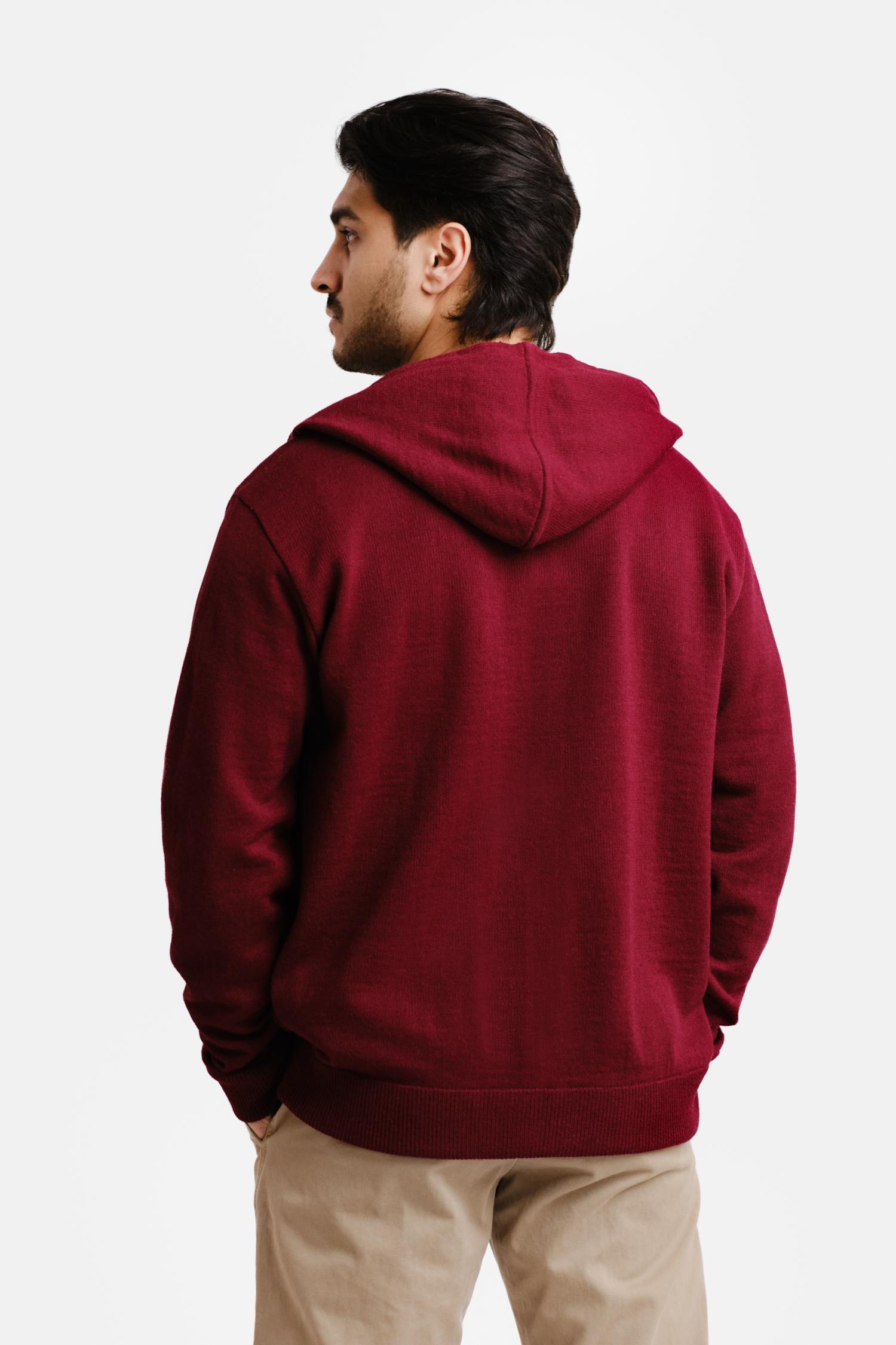 Hoodie Zip alpakkahuppari, karpalo
