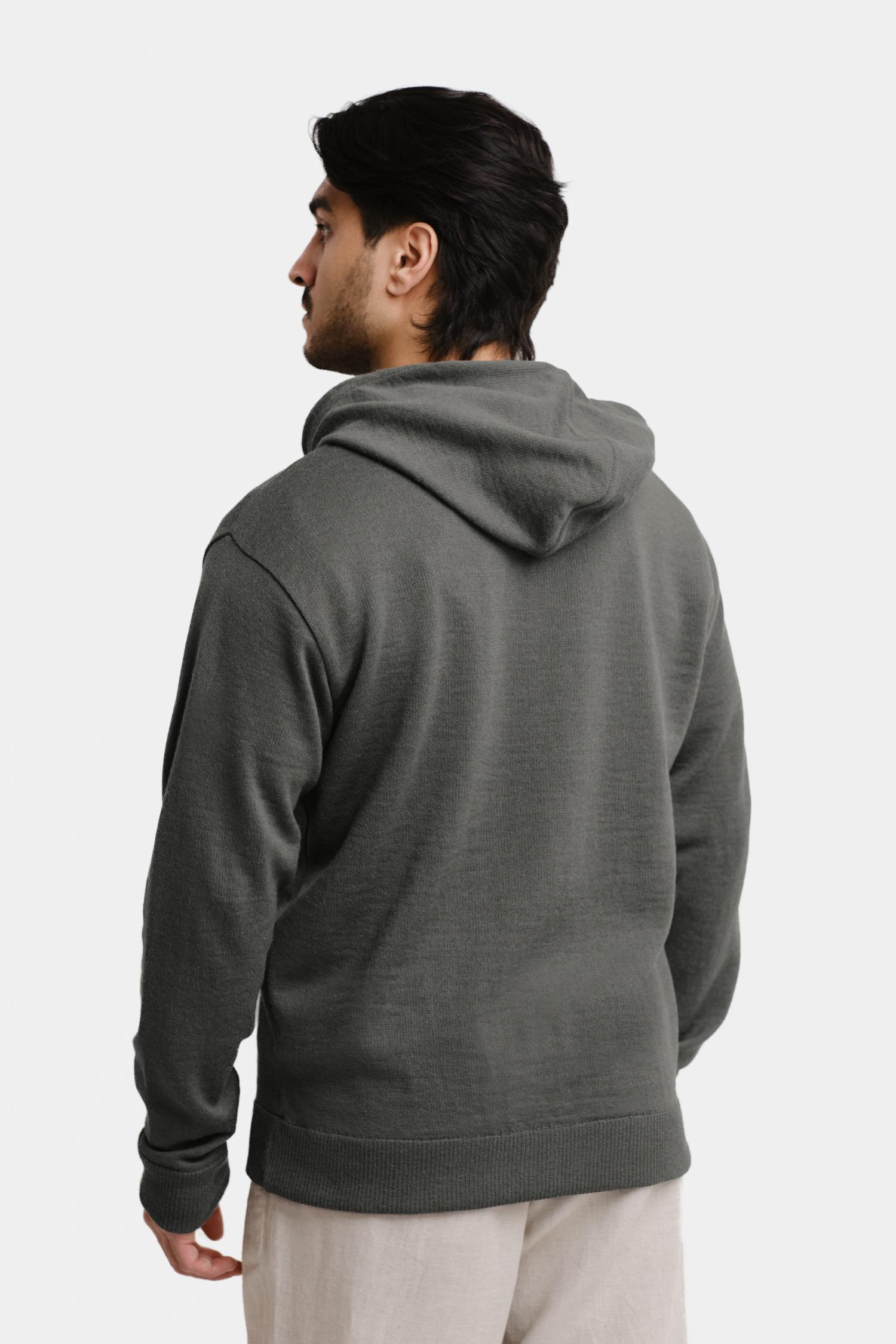 Hoodie Zip alpakkahuppari, sypressi