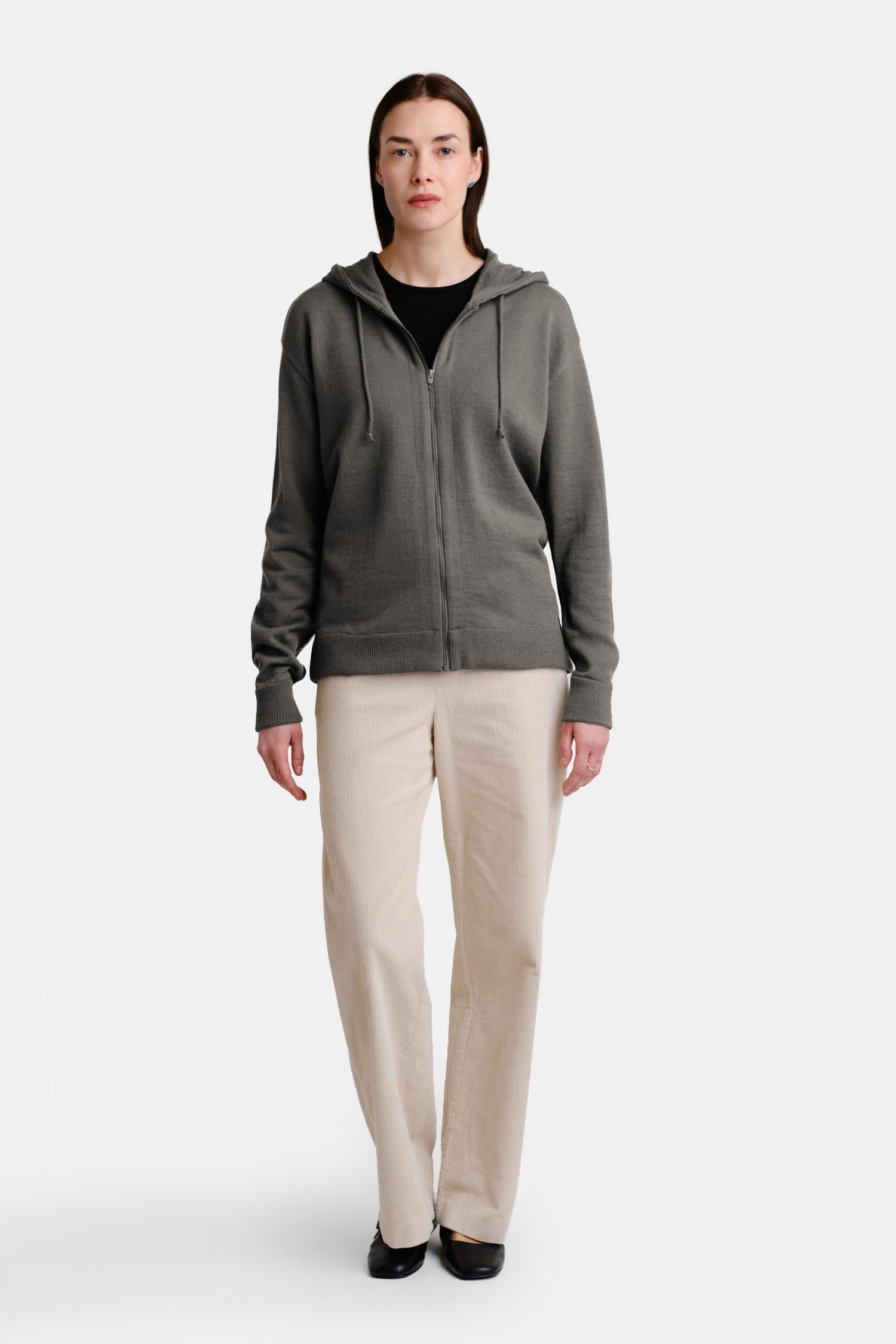 Hoodie Zip neulehuppari, sypressi