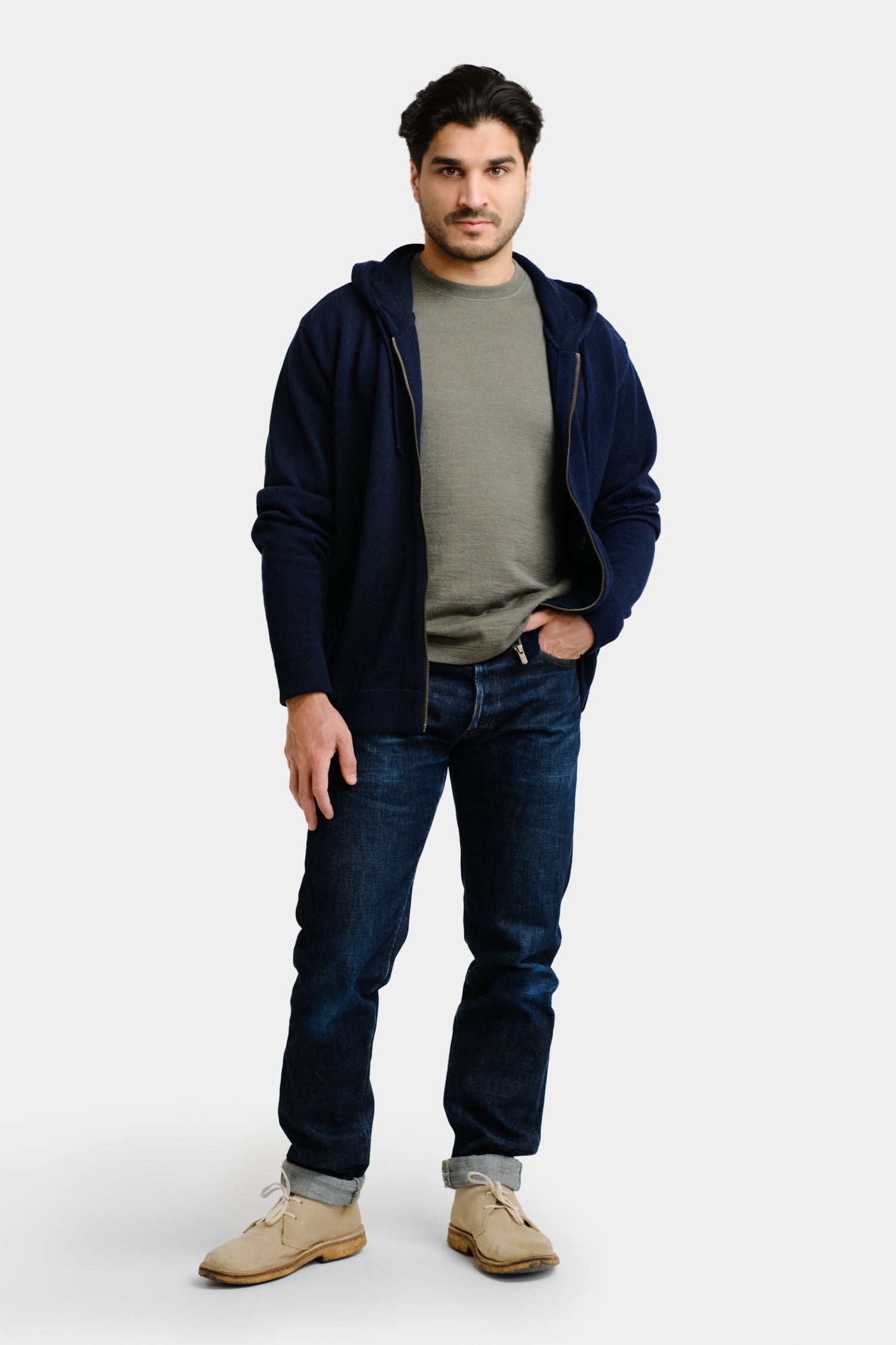 HoodieZip-neulehuppari, Navy, S, 2 LK, #7534