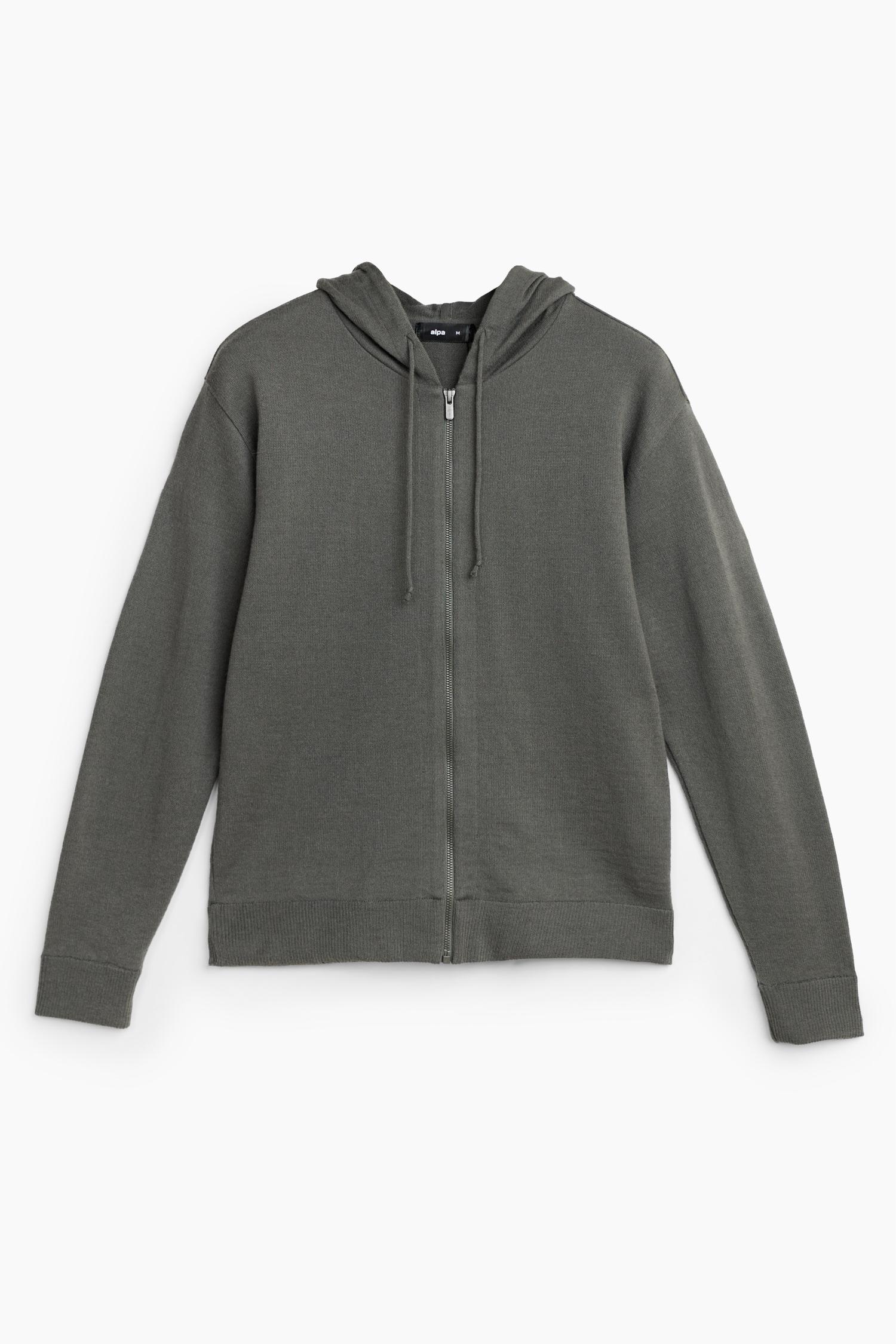 Hoodie Zip alpakkahuppari, sypressi