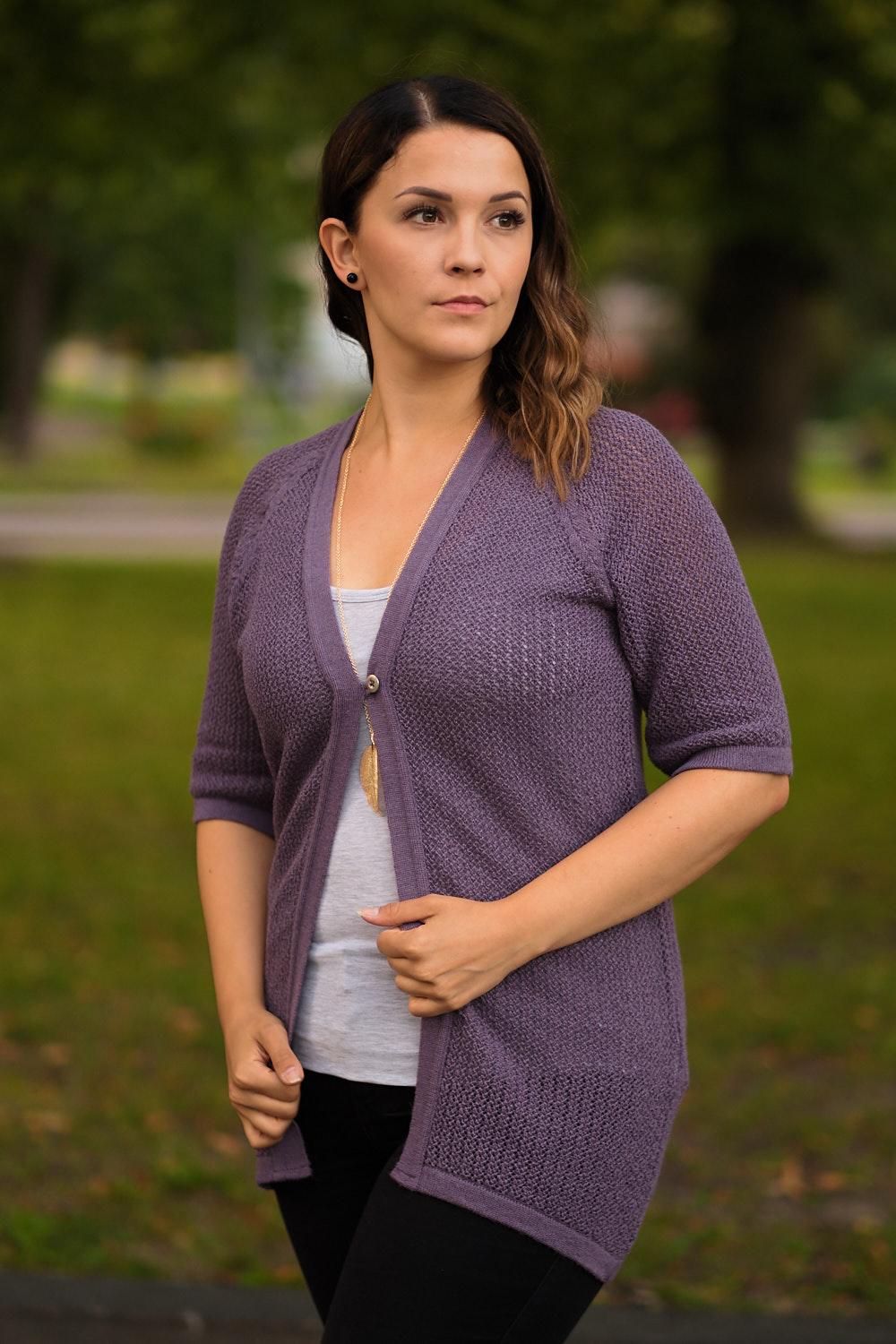 Seaside-neuletakki, Violetti, XS, 2 LK, #5573