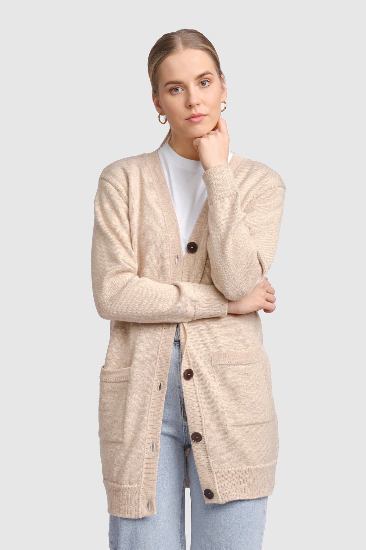 Cuddle-neuletakki, beige (M) #YM0047