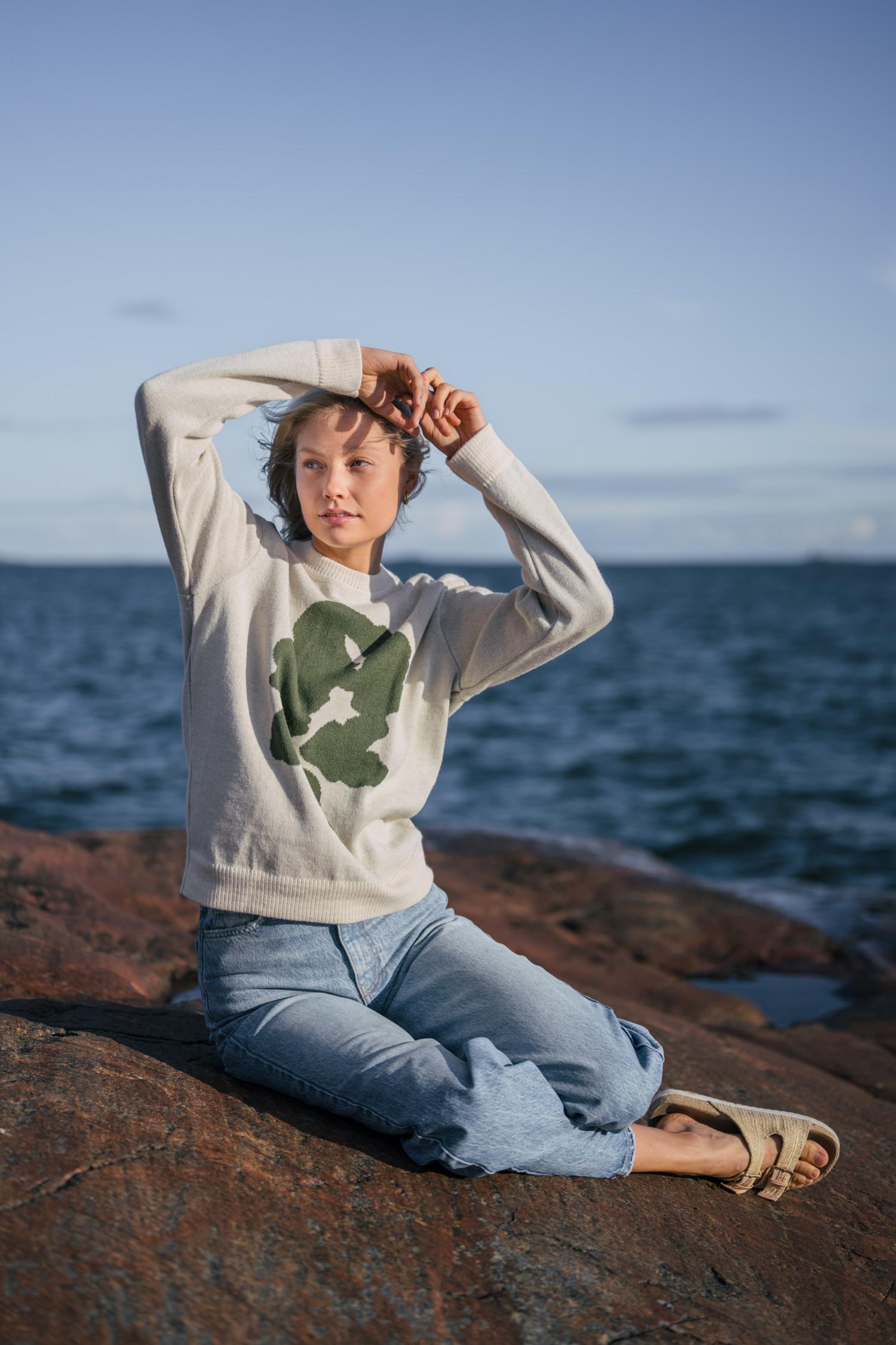 Pine-neule, Luonnonvalkoinen/vihreä, S, 1 LK, #7110