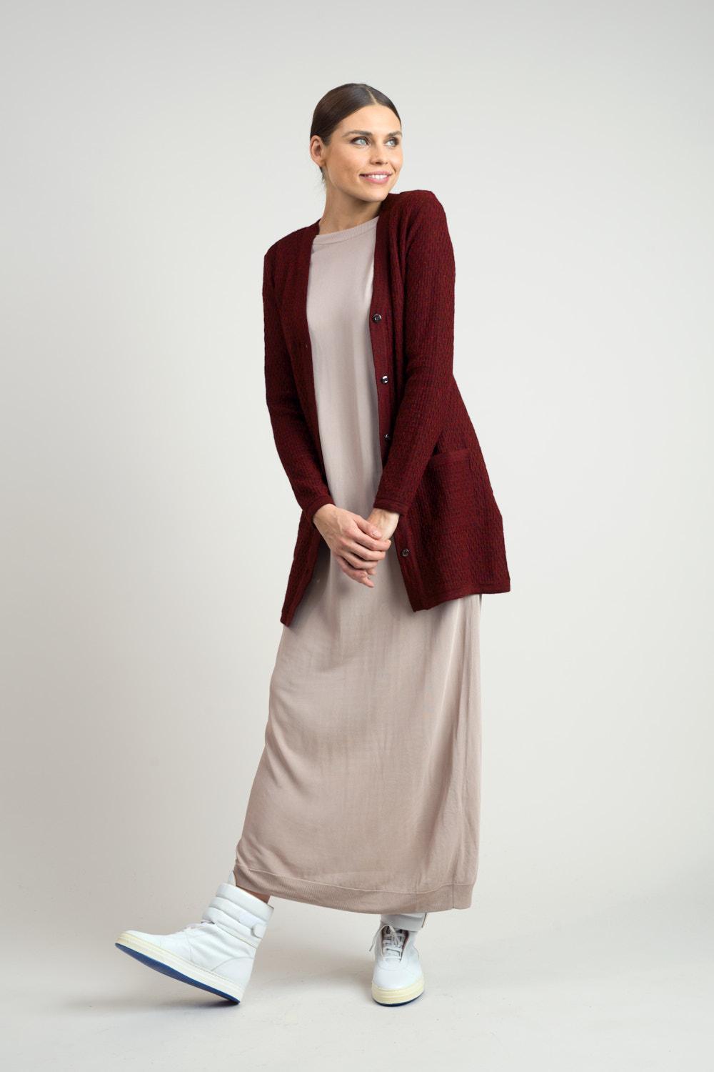 Drizzle-neuletakki, Burgundi, XS, 2 LK, #6214