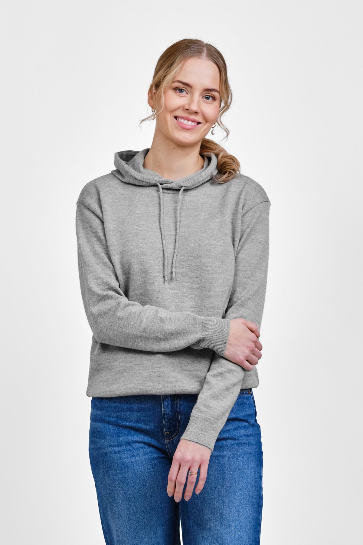 Hoodie-neulehuppari, Collegenharmaa, S, 1 LK, #7678