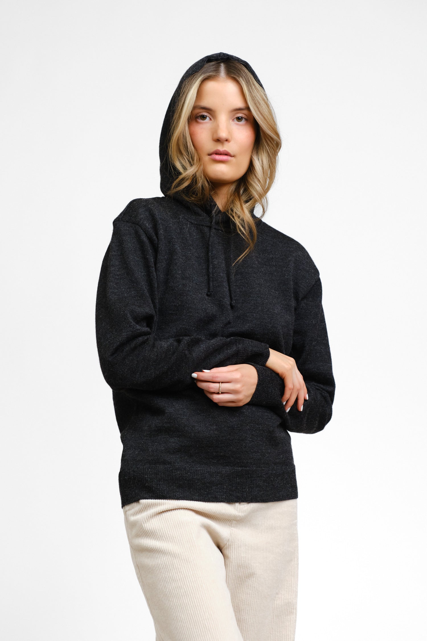 Hoodie-neulehuppari, Hiilenharmaa, S, 1 LK, #6887