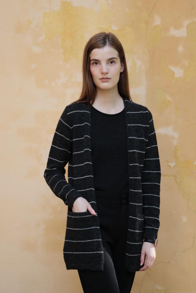 Line-neuletakki, Tummanharmaa, XS, 2 LK, #5952
