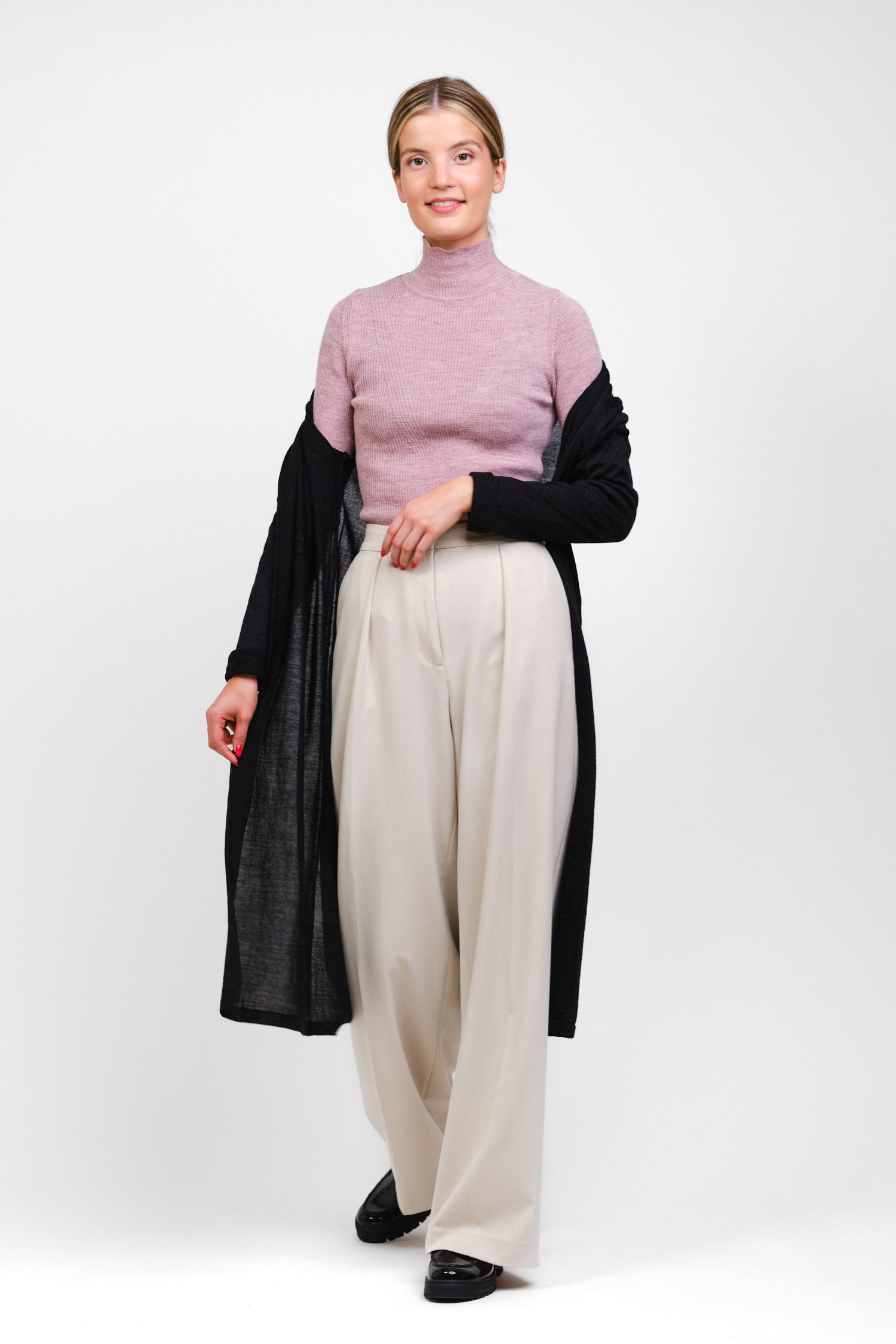 Stripe-neule, Roosa, M, 1 LK, #7466