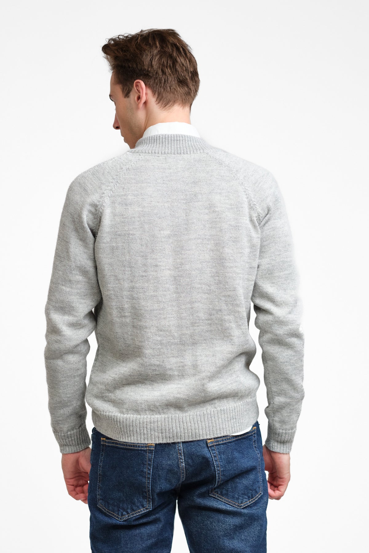 Zipper-neuletakki, Vaaleanharmaa, XL, 2 LK, #7600