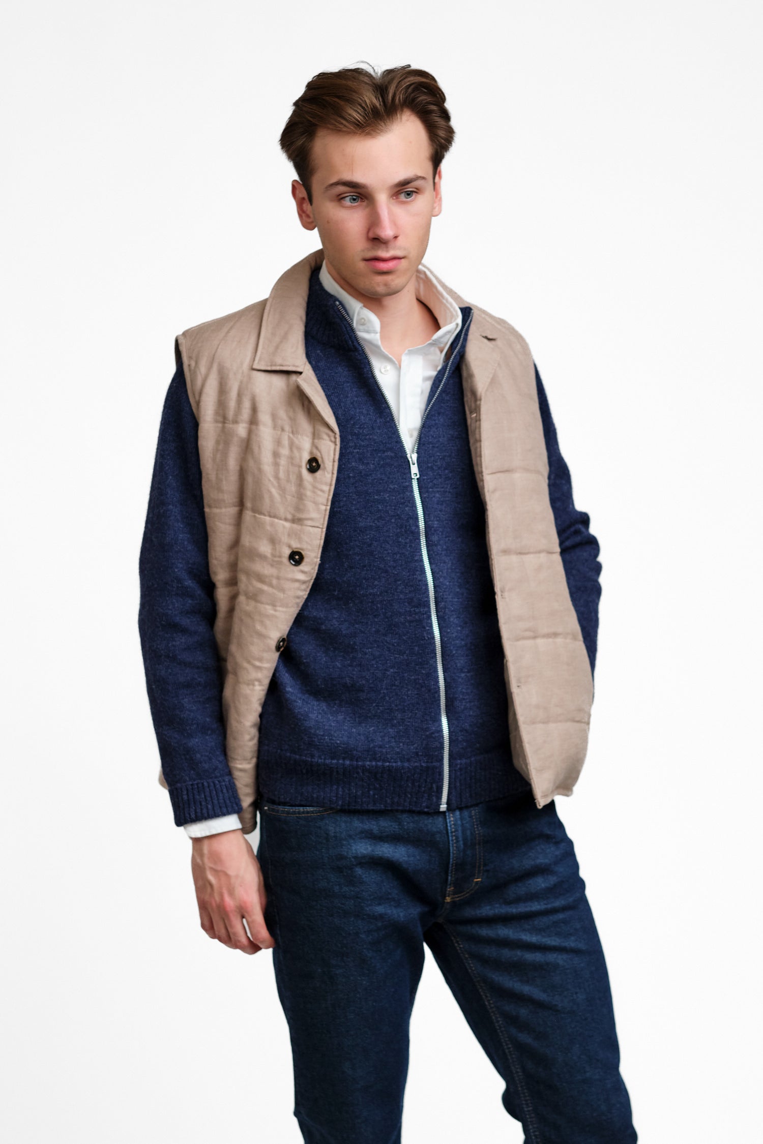 Zipper-neuletakki, Indigo, M, 1 LK, #6993